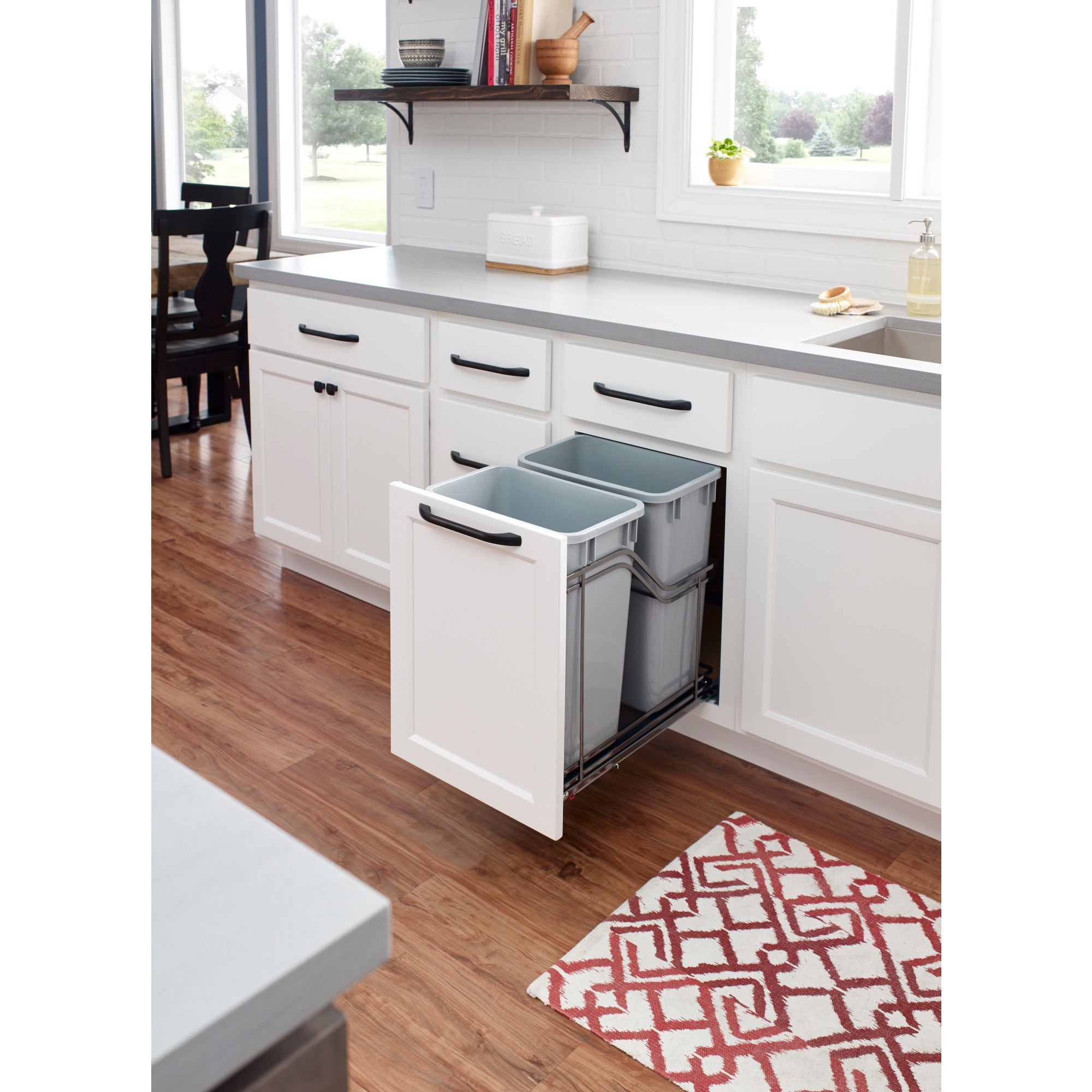 Double 35 Quart Black Nickel STORAGE WITH STYLE® Metal Soft-close Trashcan Pullout