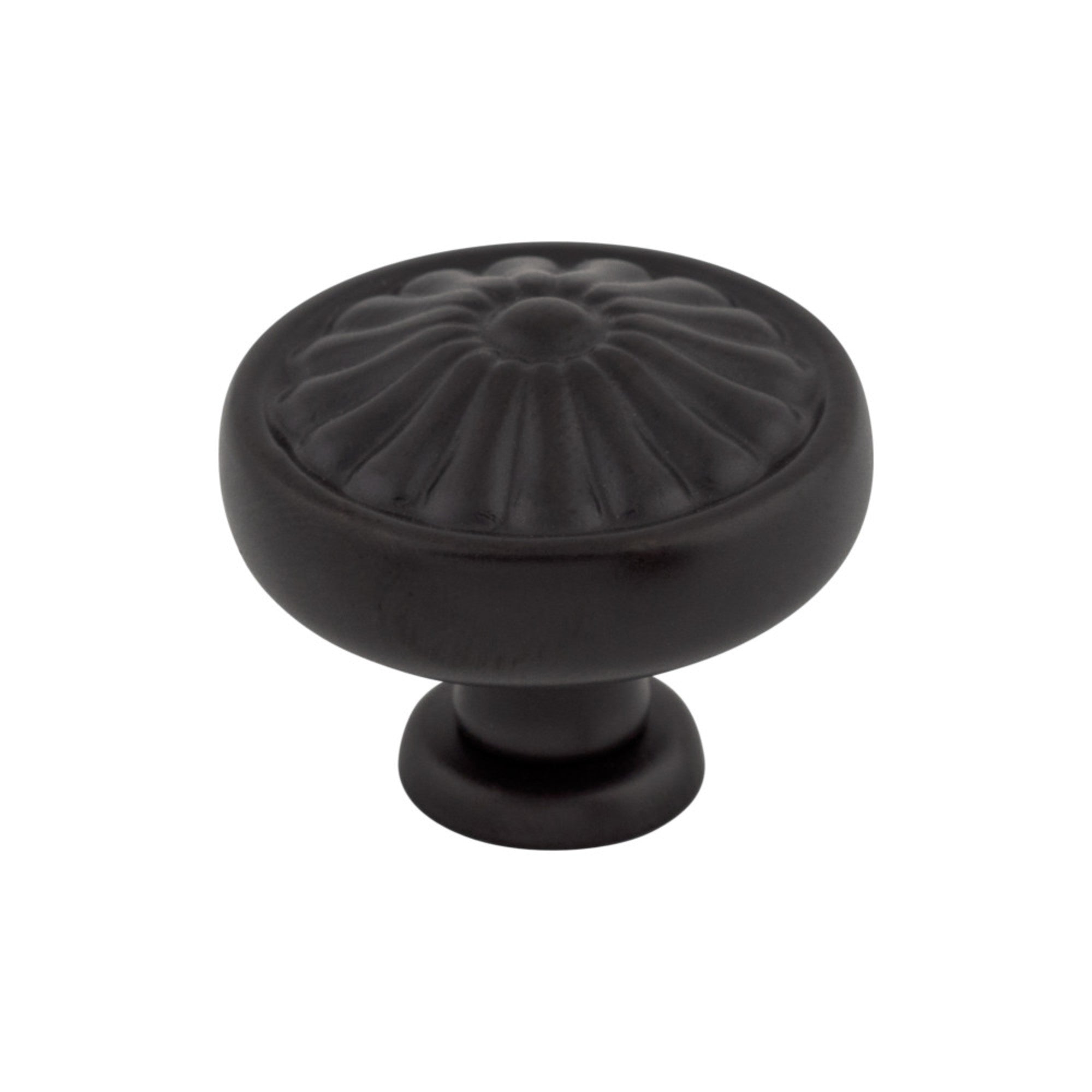 Flower 1 1/4" Diameter Round Knob - Patina Black