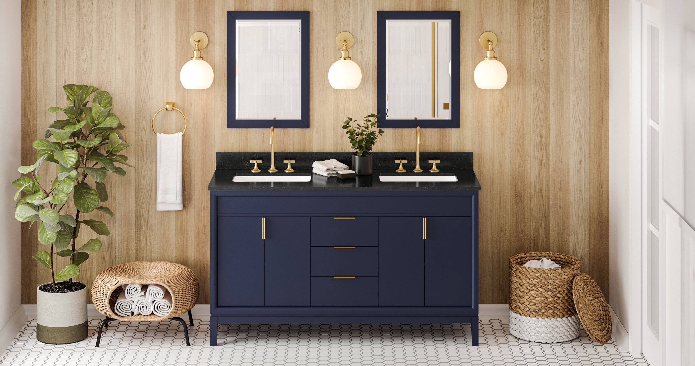 60" Theodora Vanity – Double Bowl – Hale Blue