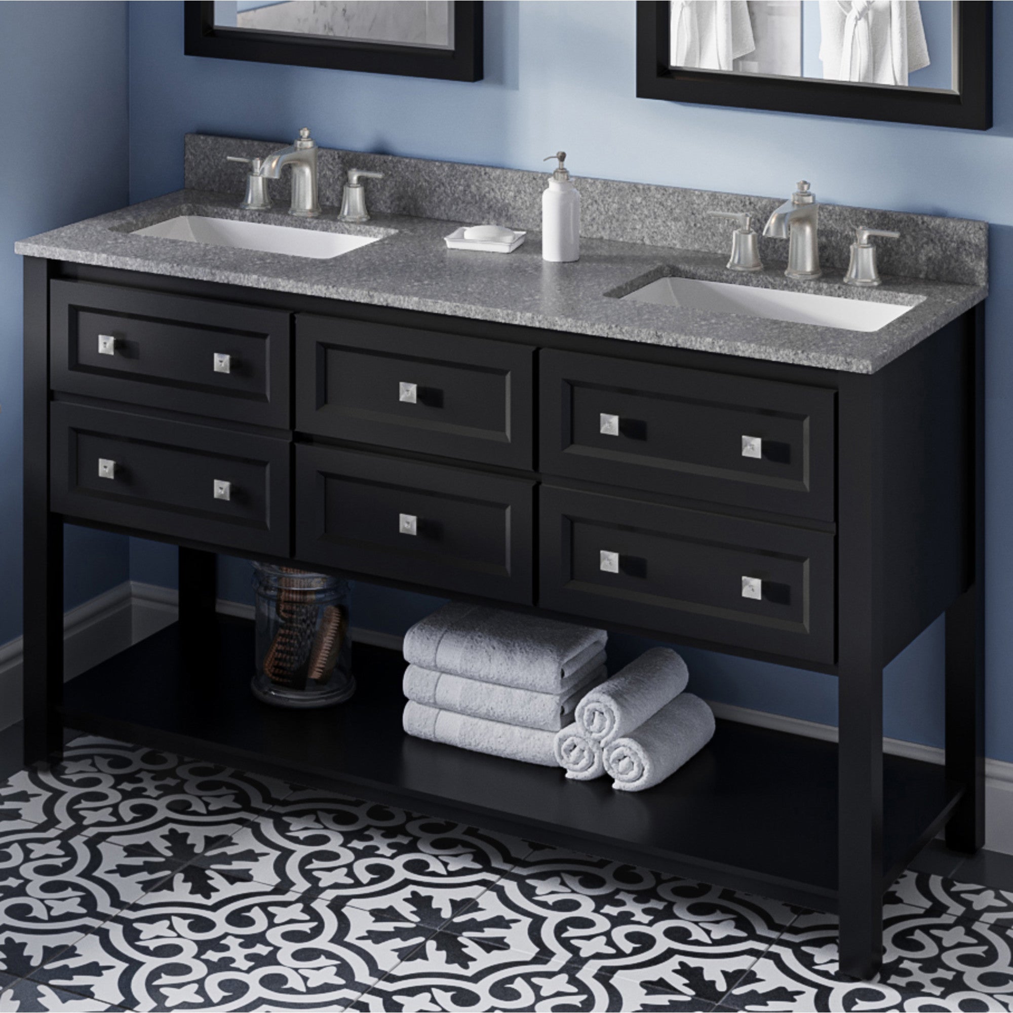 60" Adler Vanity – Double Bowl – Black