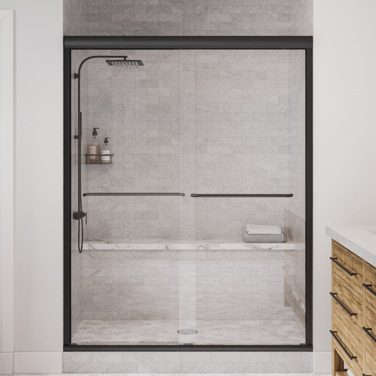 Seawin Strada Light Bypass Sliding Shower Door installed view