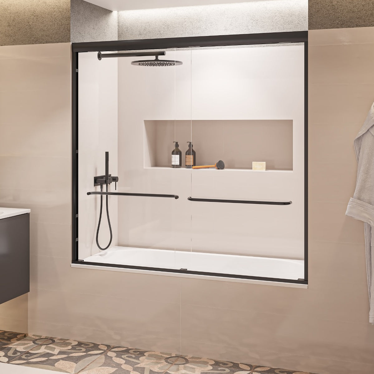 Seawin Strada Light Bypass Sliding Bathtub Door installed view