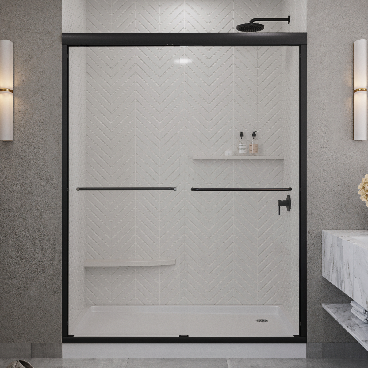 Seawin Strada Bypass Sliding Shower Door installed view