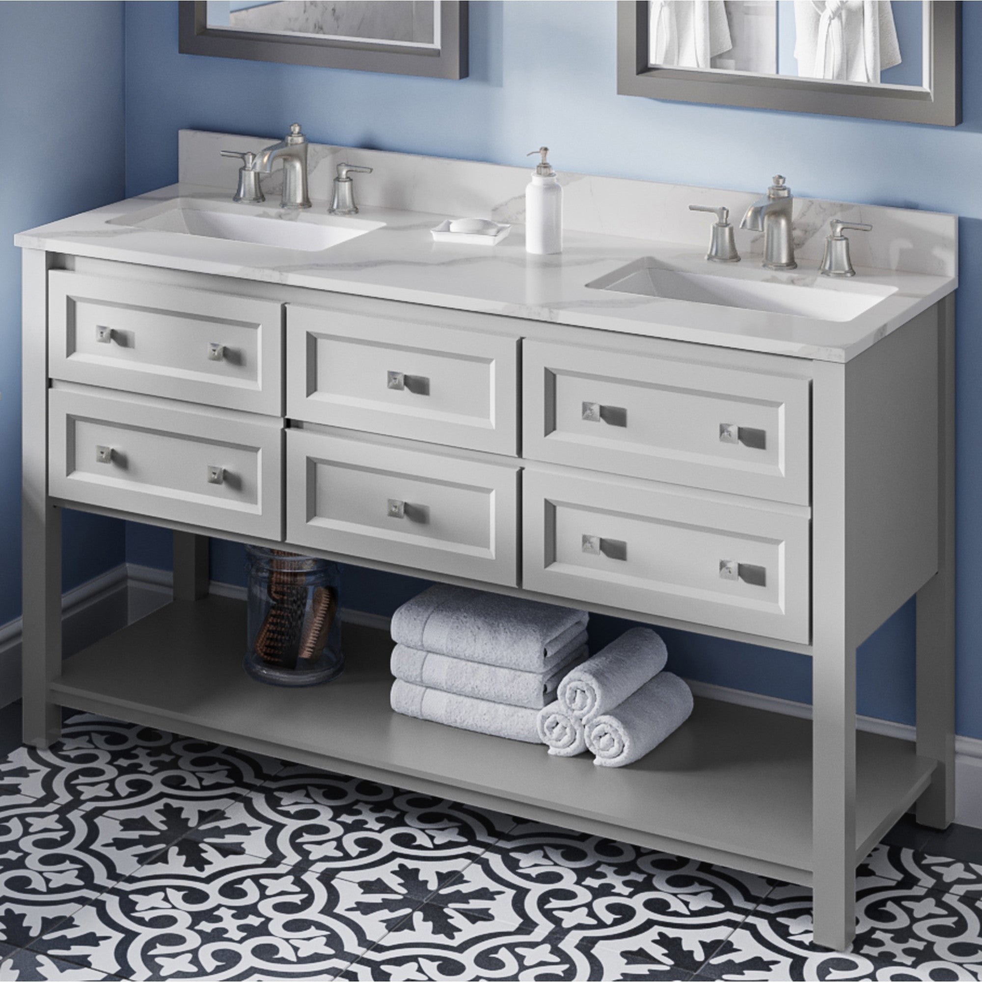 60" Adler Vanity – Double Bowl – Grey