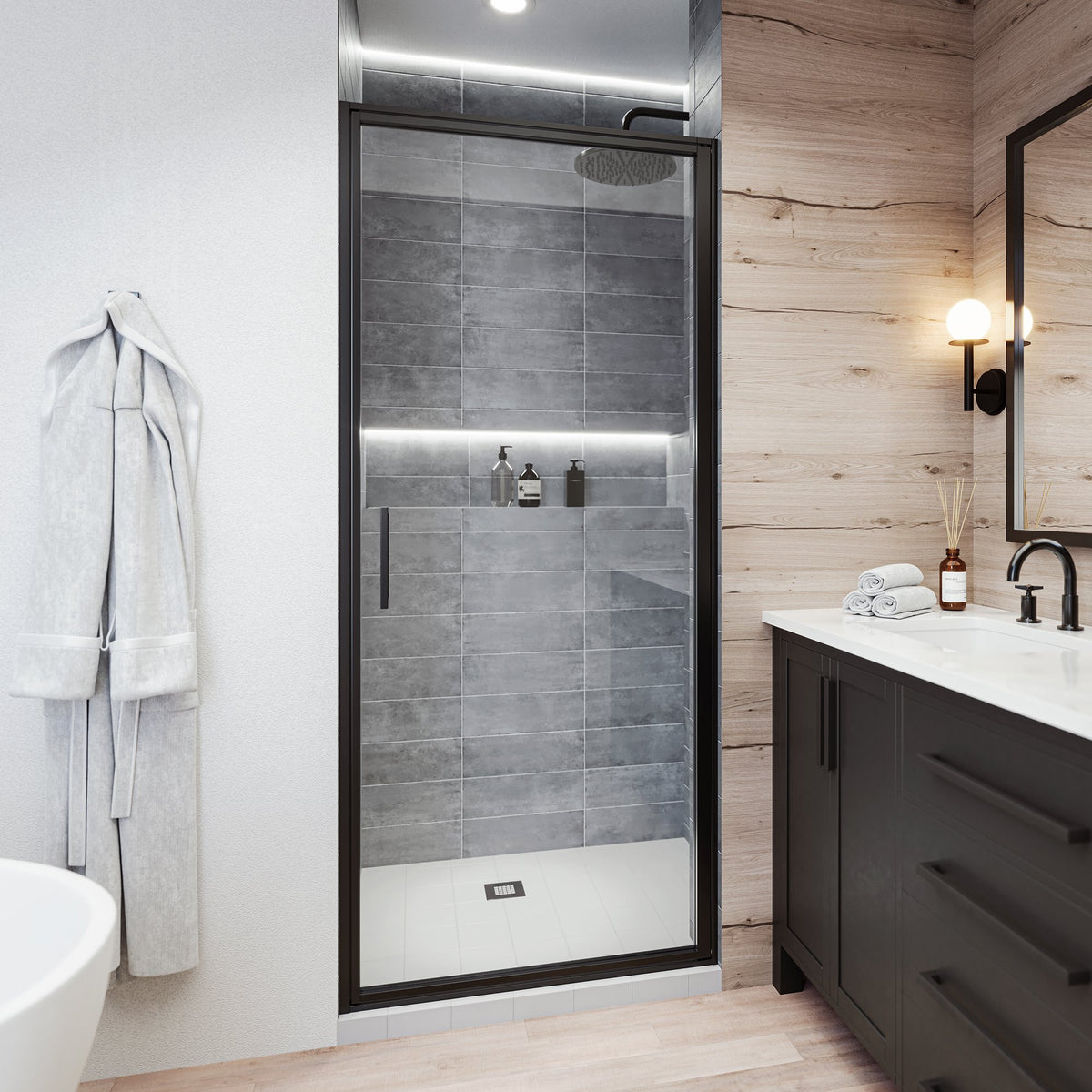 Seawin Axio Pivot Shower Door installed view