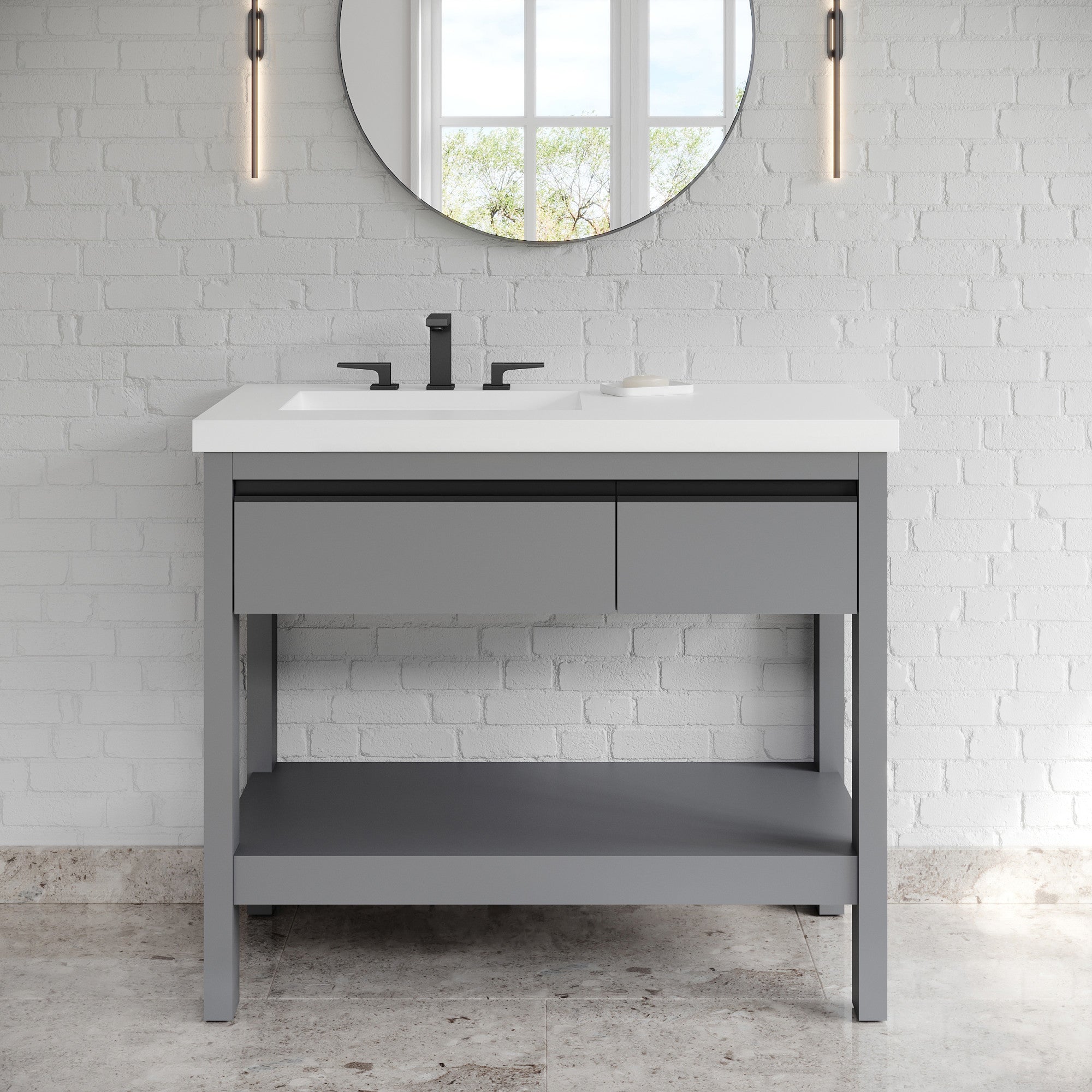 42" Jubilee Vanity – Left Offset – Grey