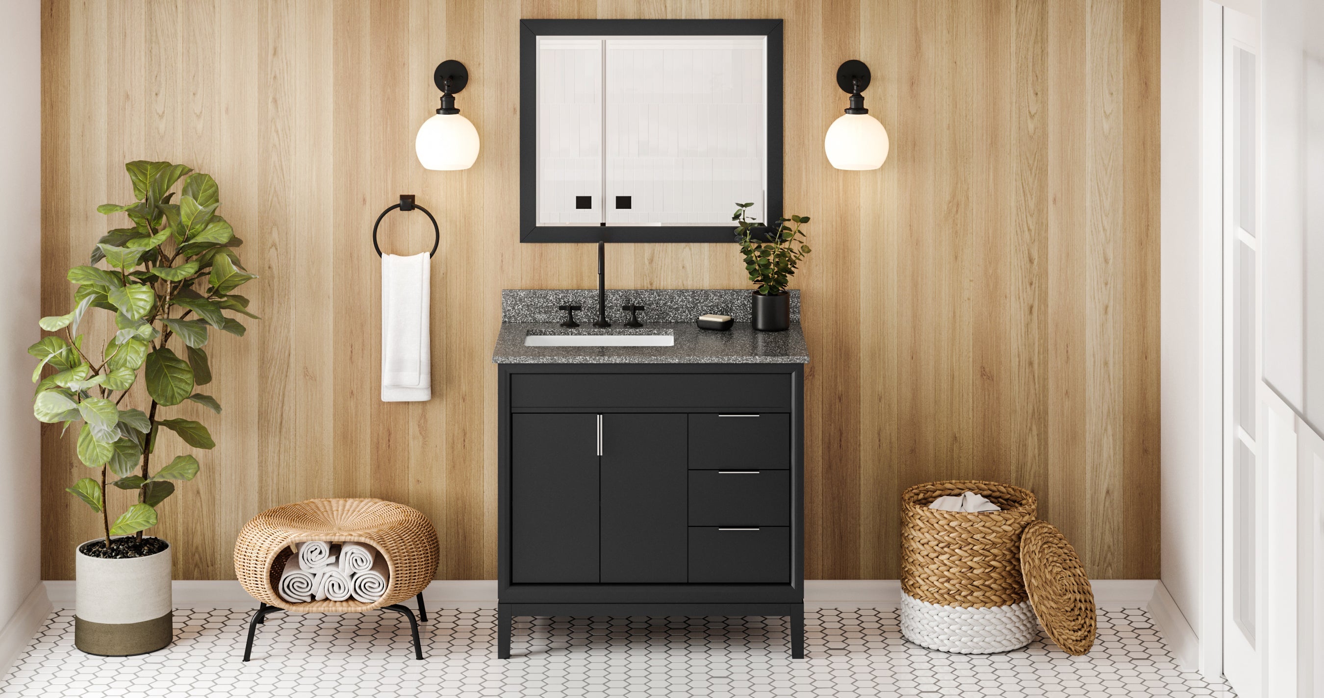 36" Theodora Vanity – Left Offset – Black