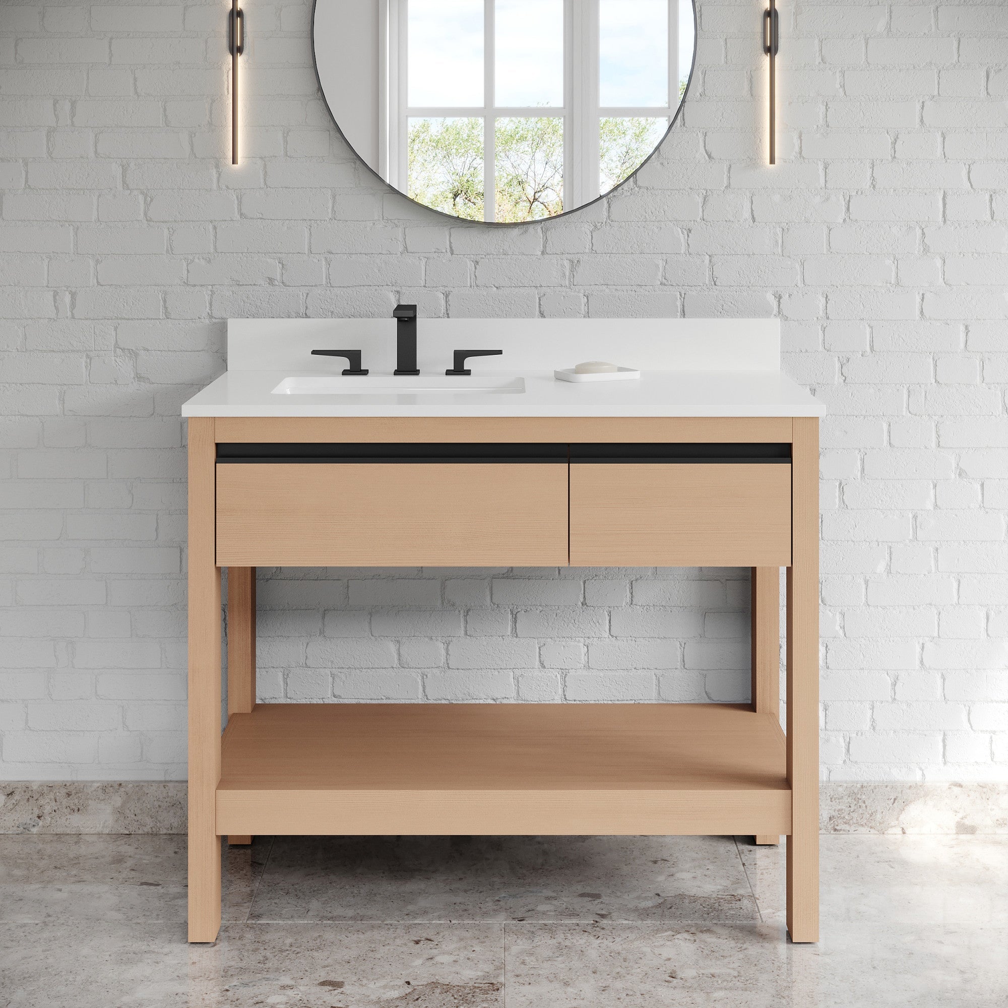 42" Jubilee Vanity – Left Offset – Natural Oak