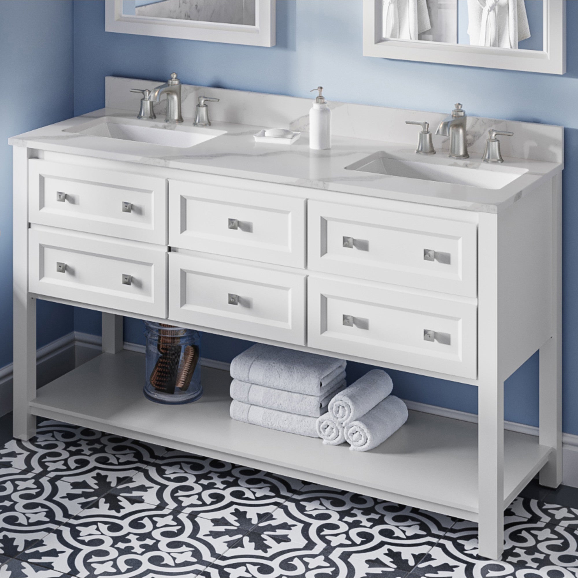 60" Adler Vanity – Double Bowl – White