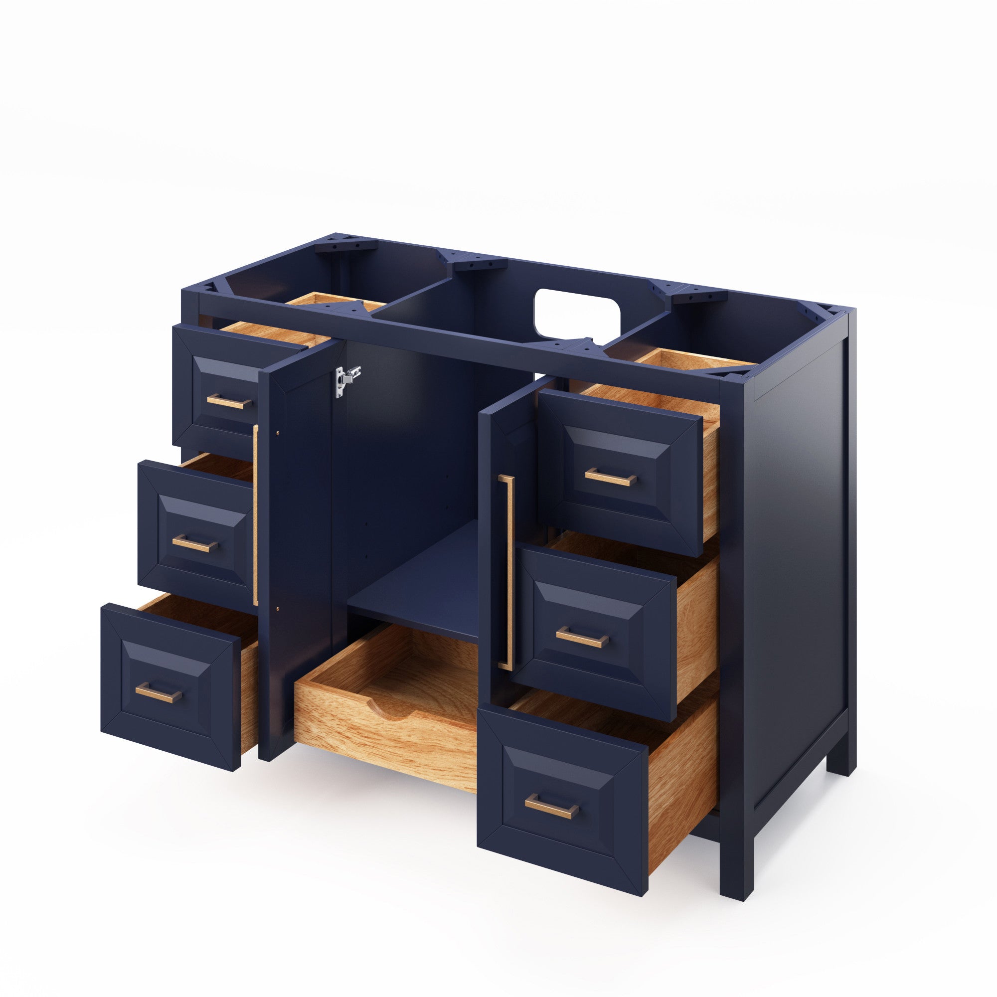 48" White Cade Vanity, Black Granite Vanity Top, undermount rectangle bowl