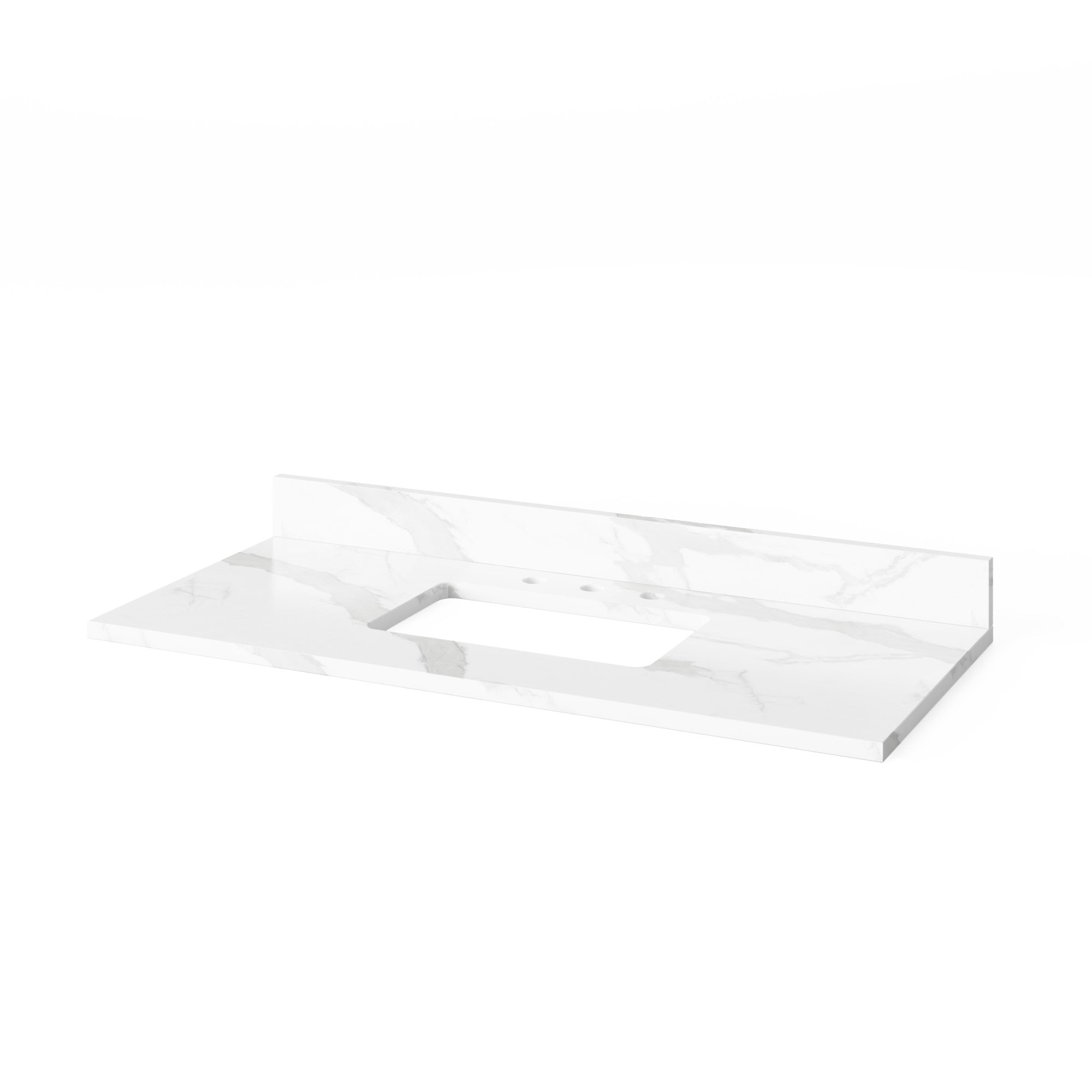 60" White Cade Vanity, double bowl, Calacatta Vienna Quartz Vanity Top, undermount rectangle bowl