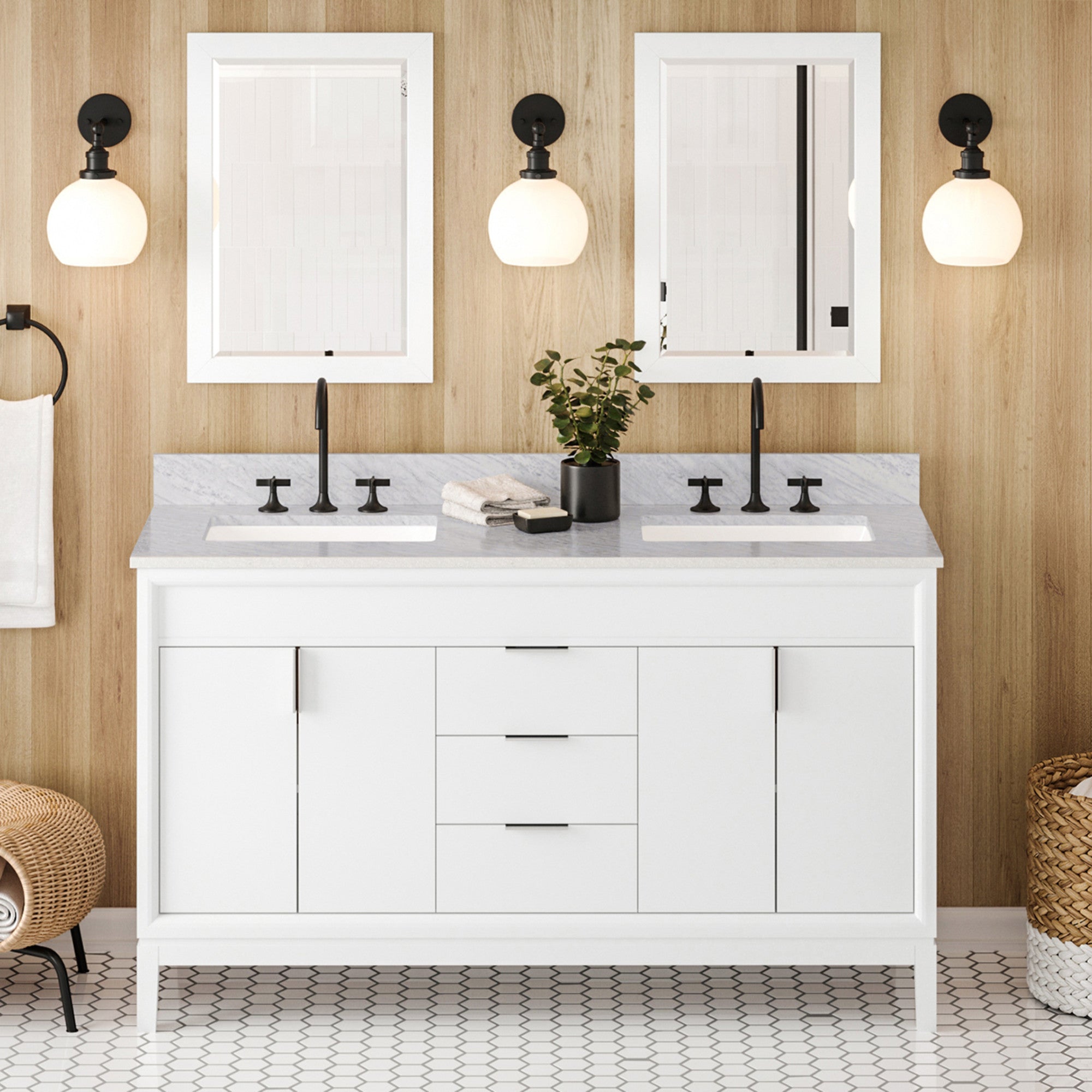 60" Theodora Vanity – Double Bowl – White