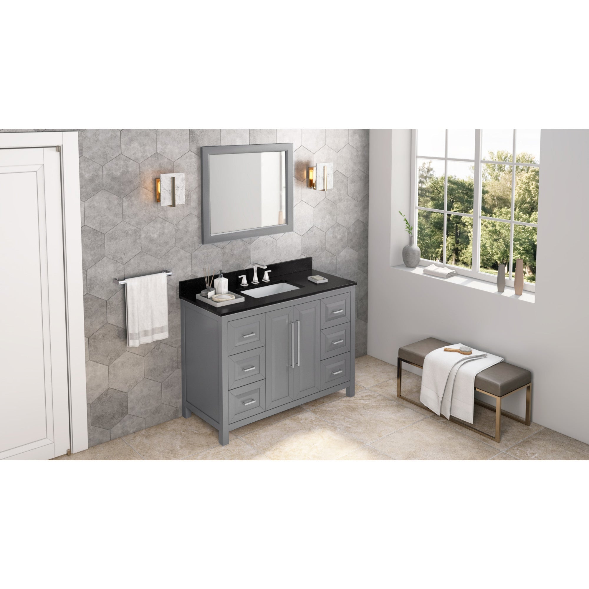 48" Cade Vanity - Grey - Black Granite