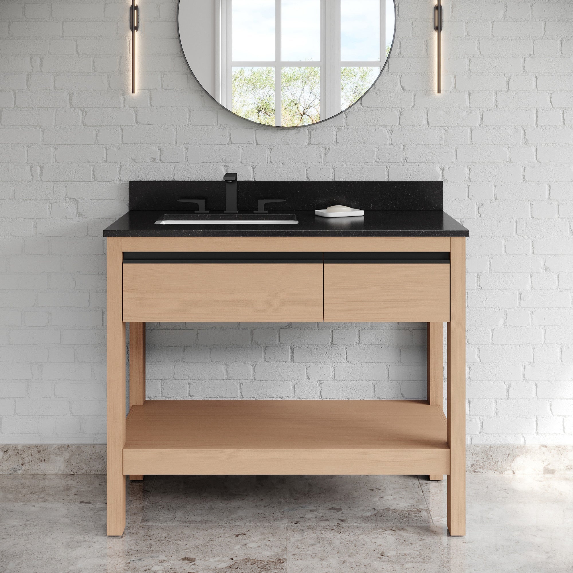 42" Jubilee Vanity – Left Offset – Natural Oak