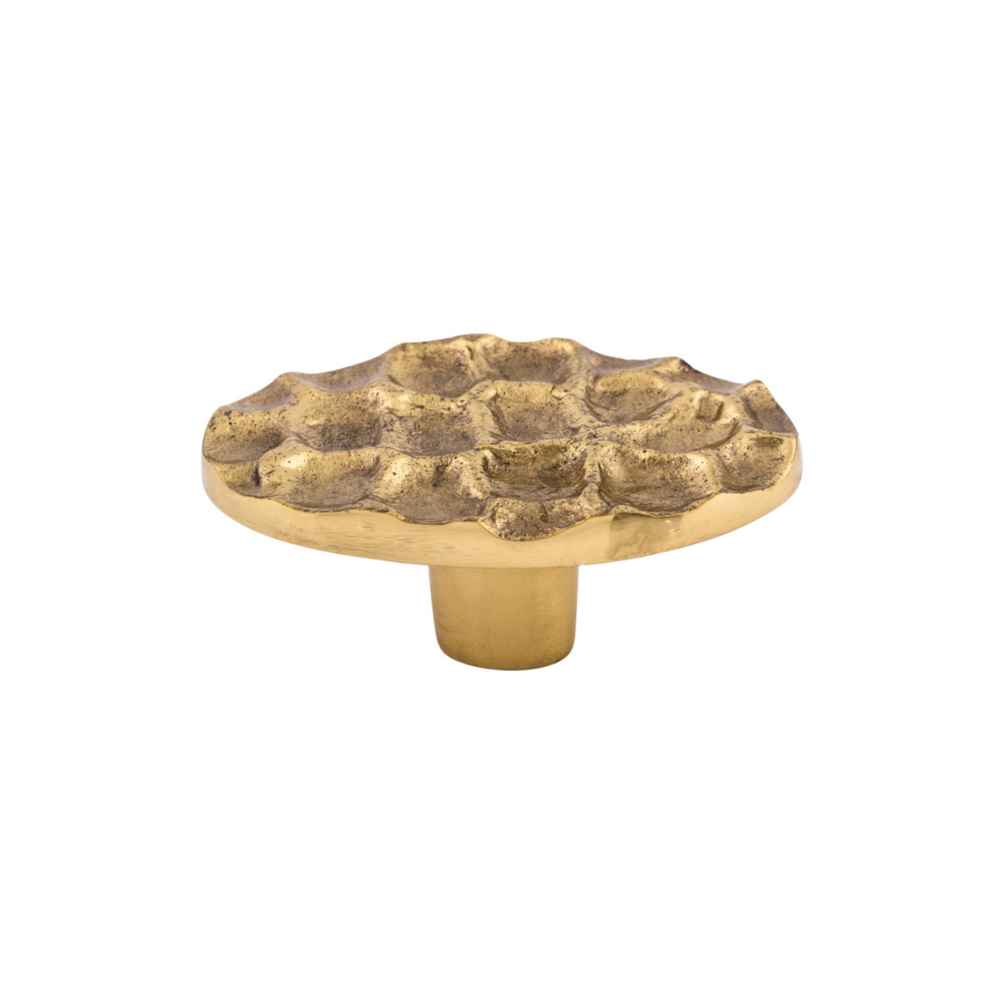 Cobblestone Oval Knob - Polished Brass