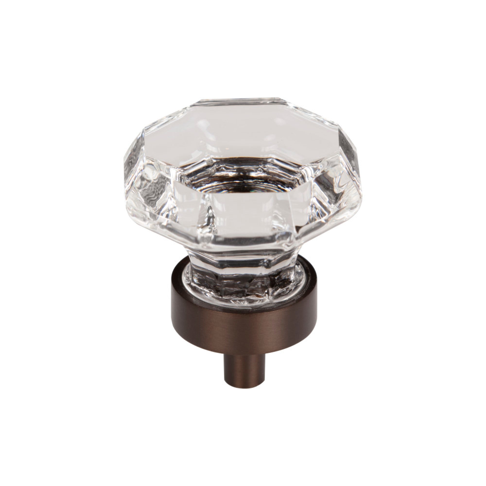 Clear Octagon Crystal Round Knob - Oil Rubbed Bronze