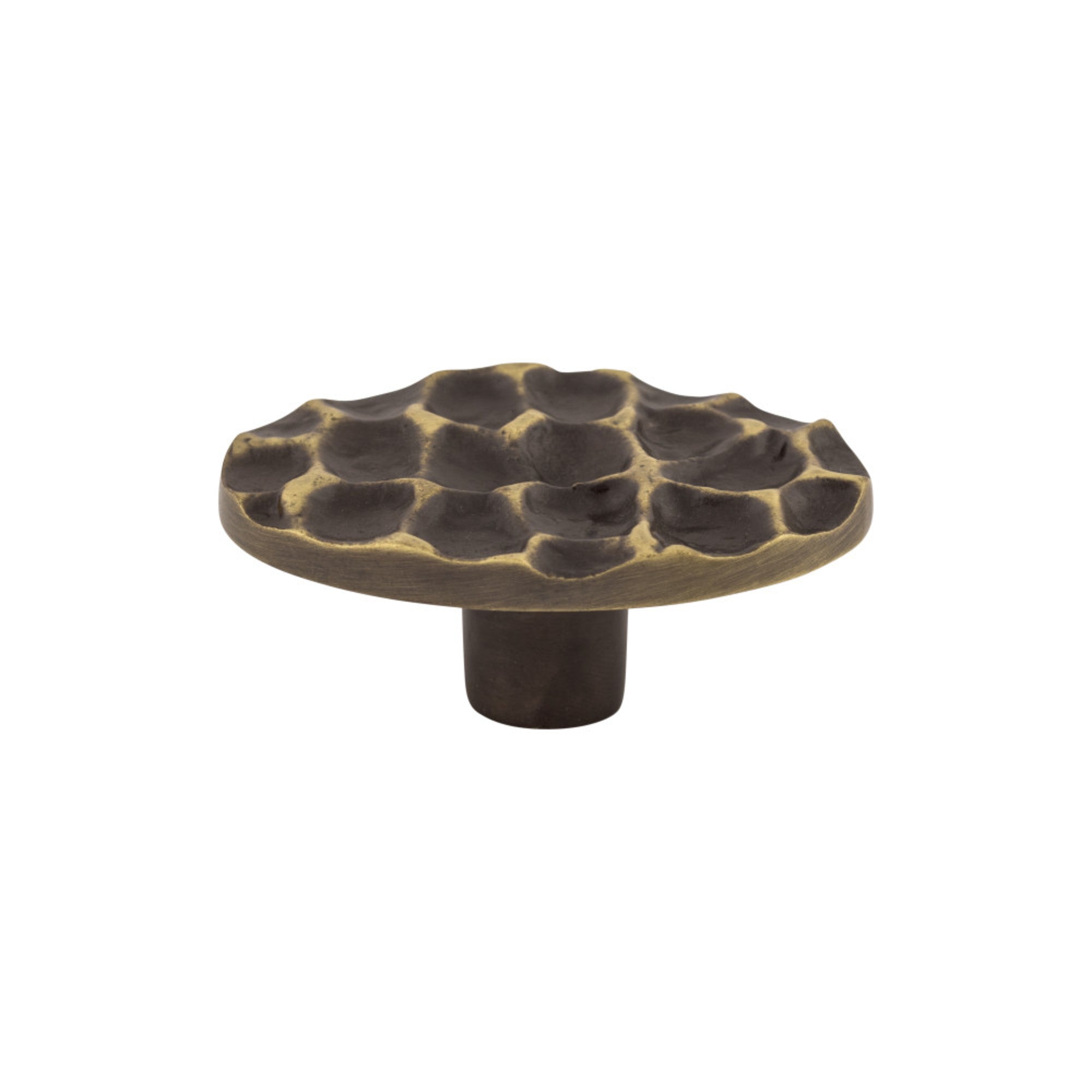Cobblestone 2 5/8" Length Oval Knob - Brass Antique