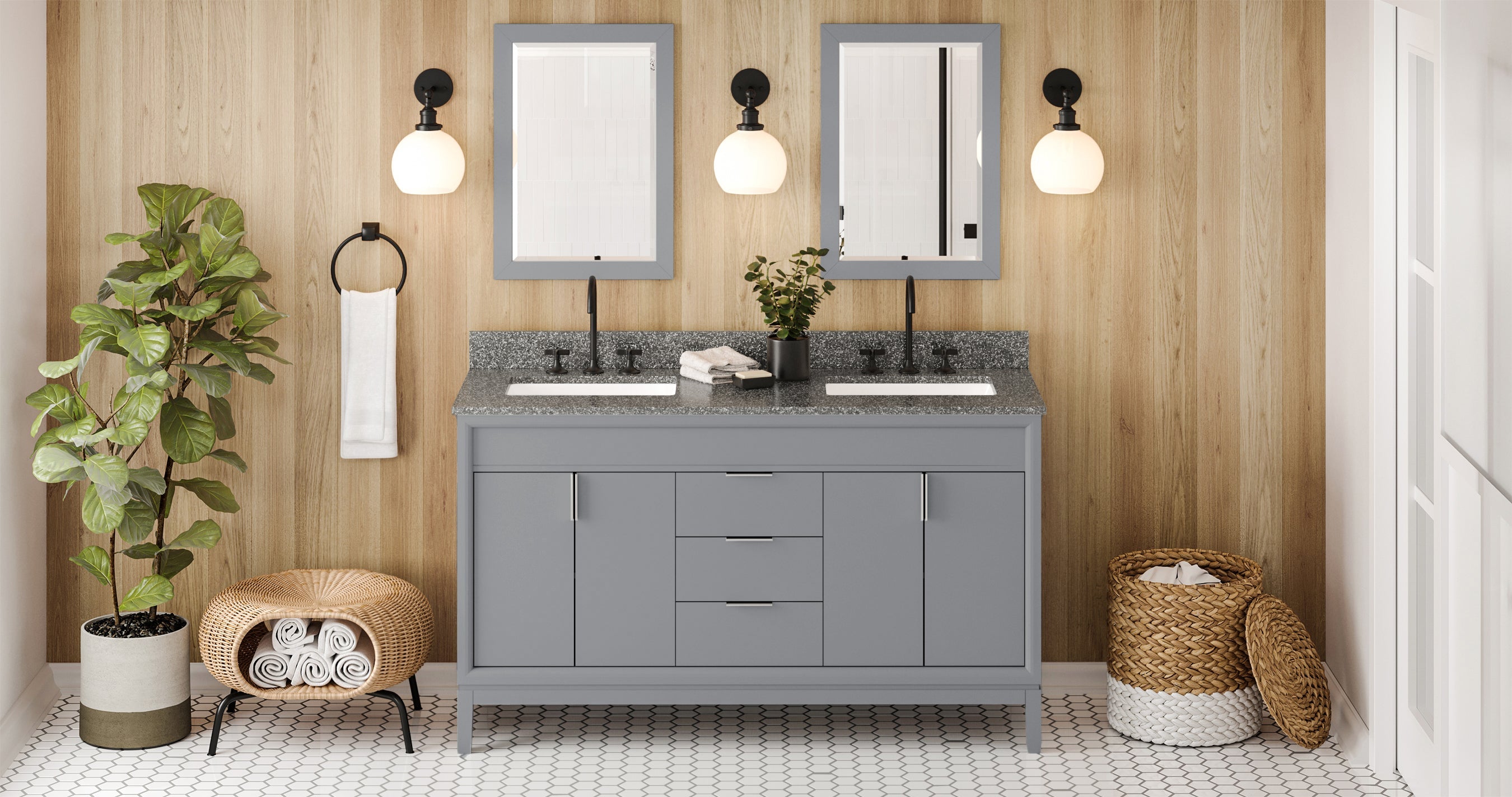 60" Theodora Vanity – Double Bowl – Grey
