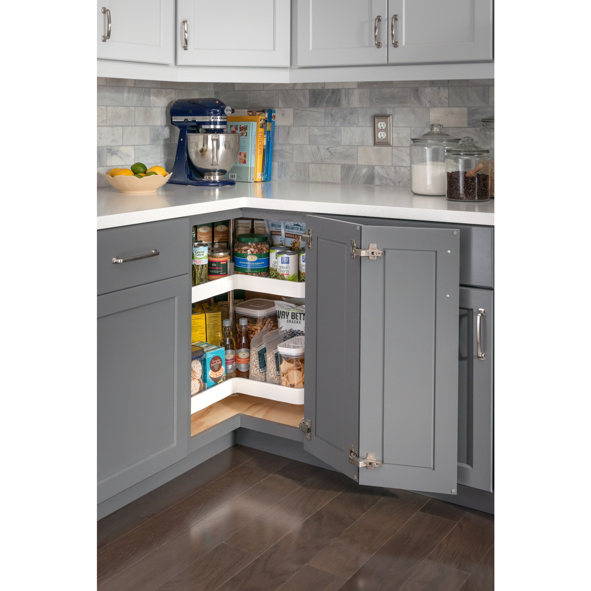 28" Kidney Two-Shelf Plastic Lazy Susan Set