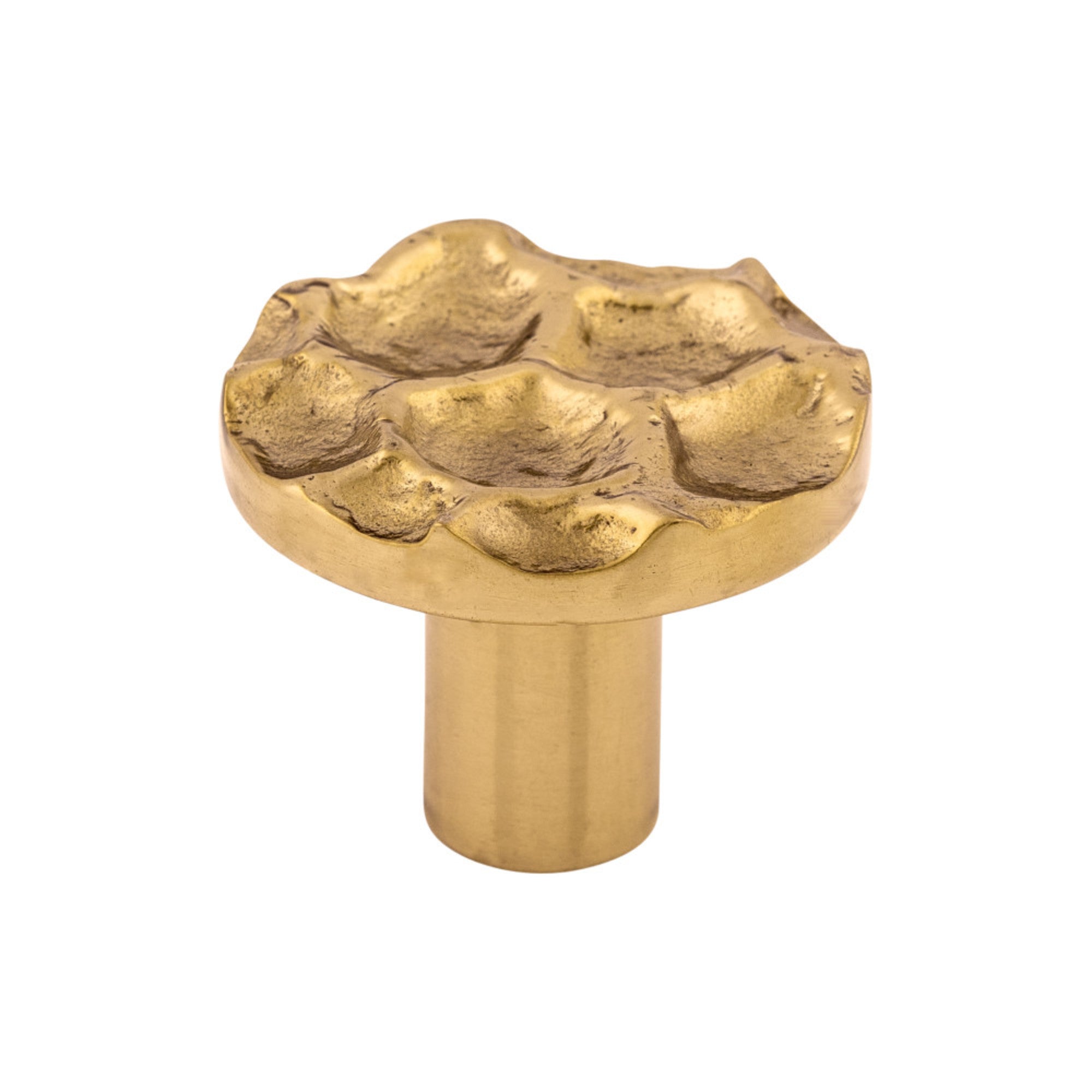 Cobblestone 1 3/8" Diameter Round Knob - Polished Brass