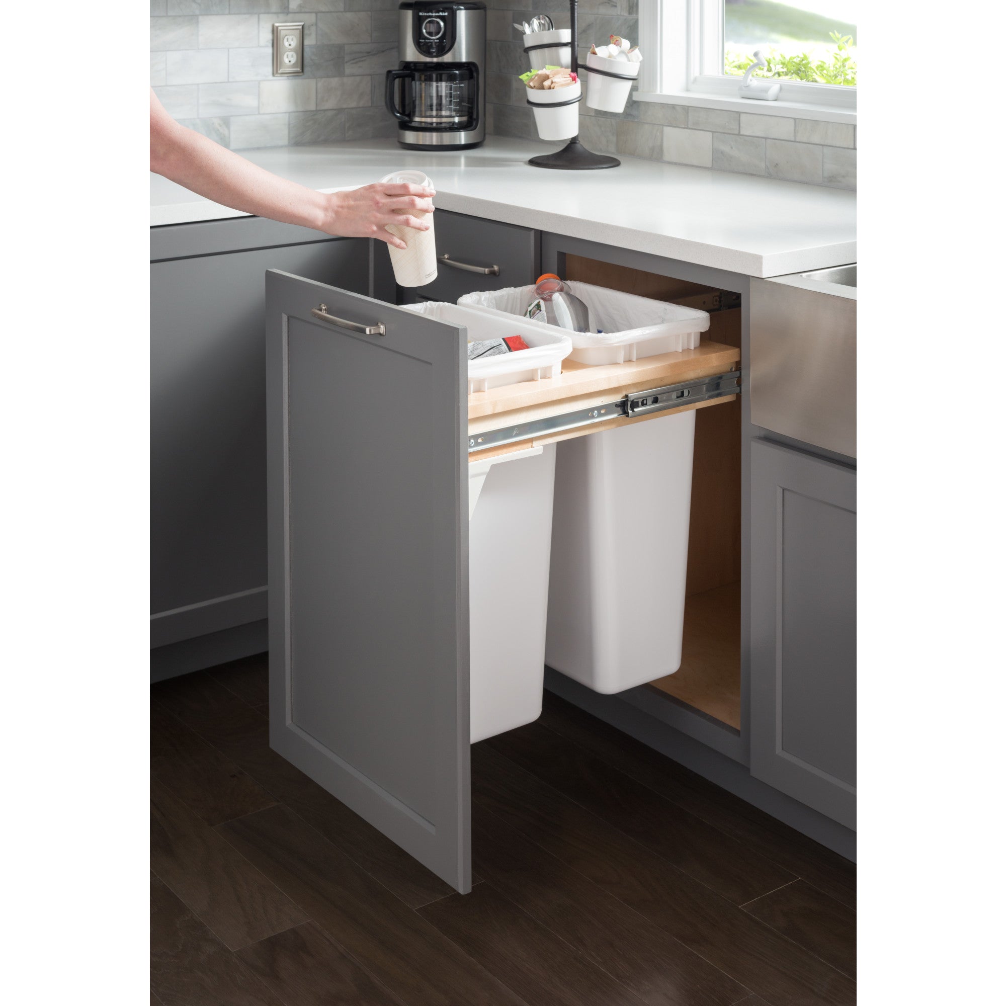 Double Black 35 Quart Top-Mount Trashcan Pullout for 18" Opening