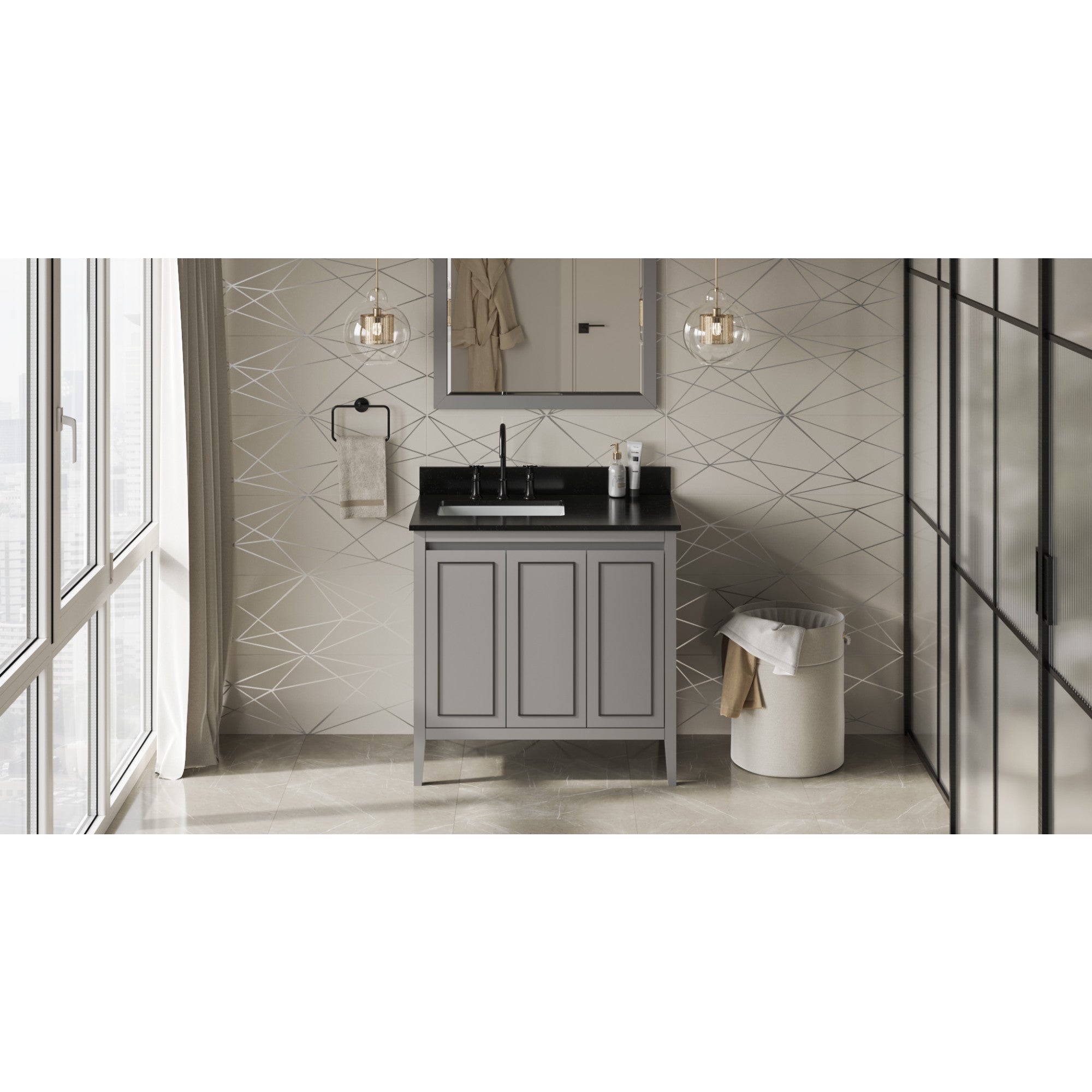 36" Percival Vanity – Left Offset – Grey