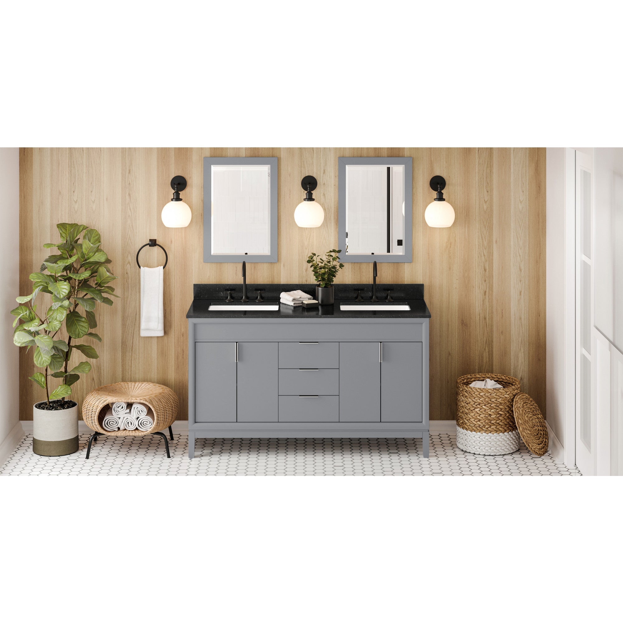 60" Theodora Vanity – Double Bowl – Grey