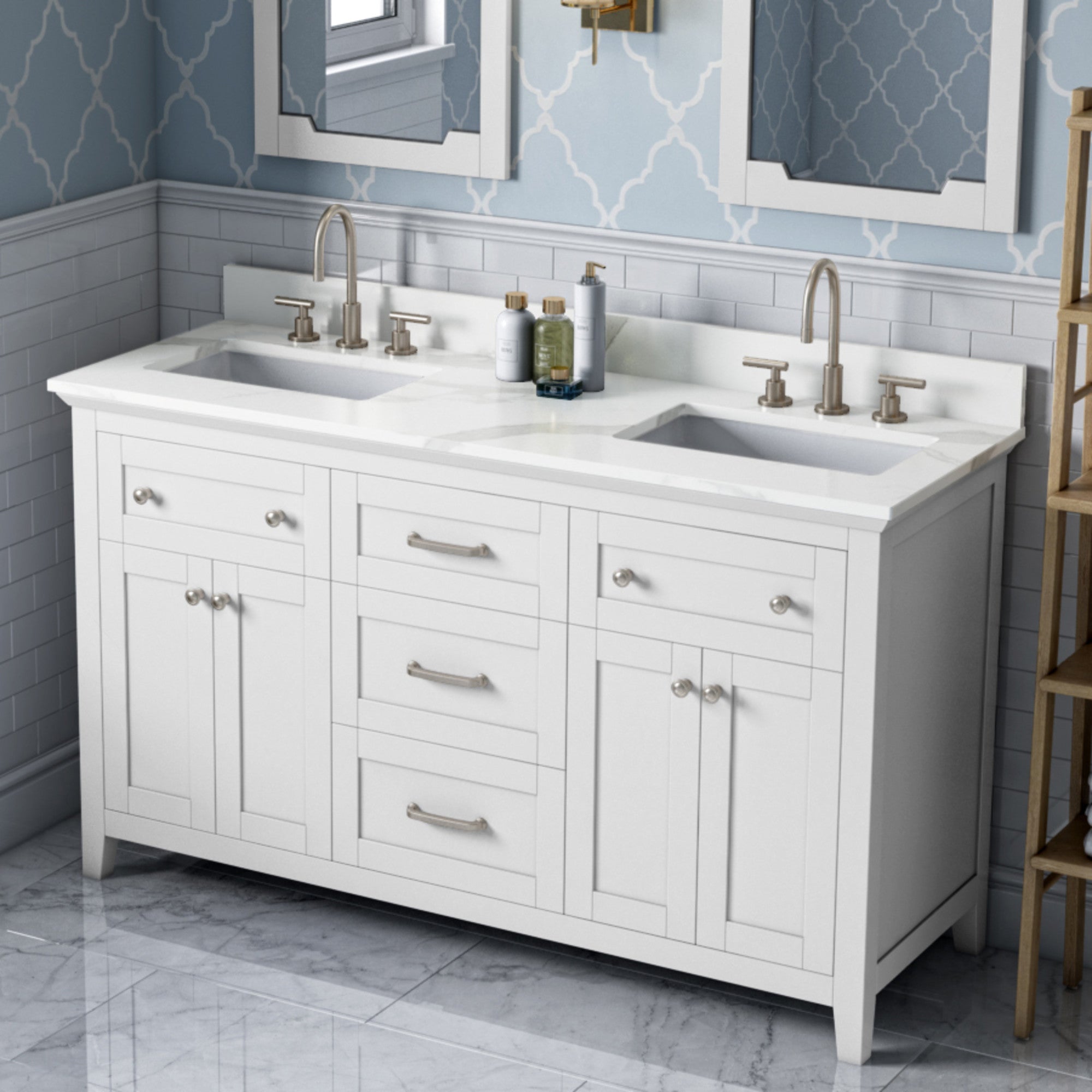 60" Chatham Vanity – Double Bowl – White