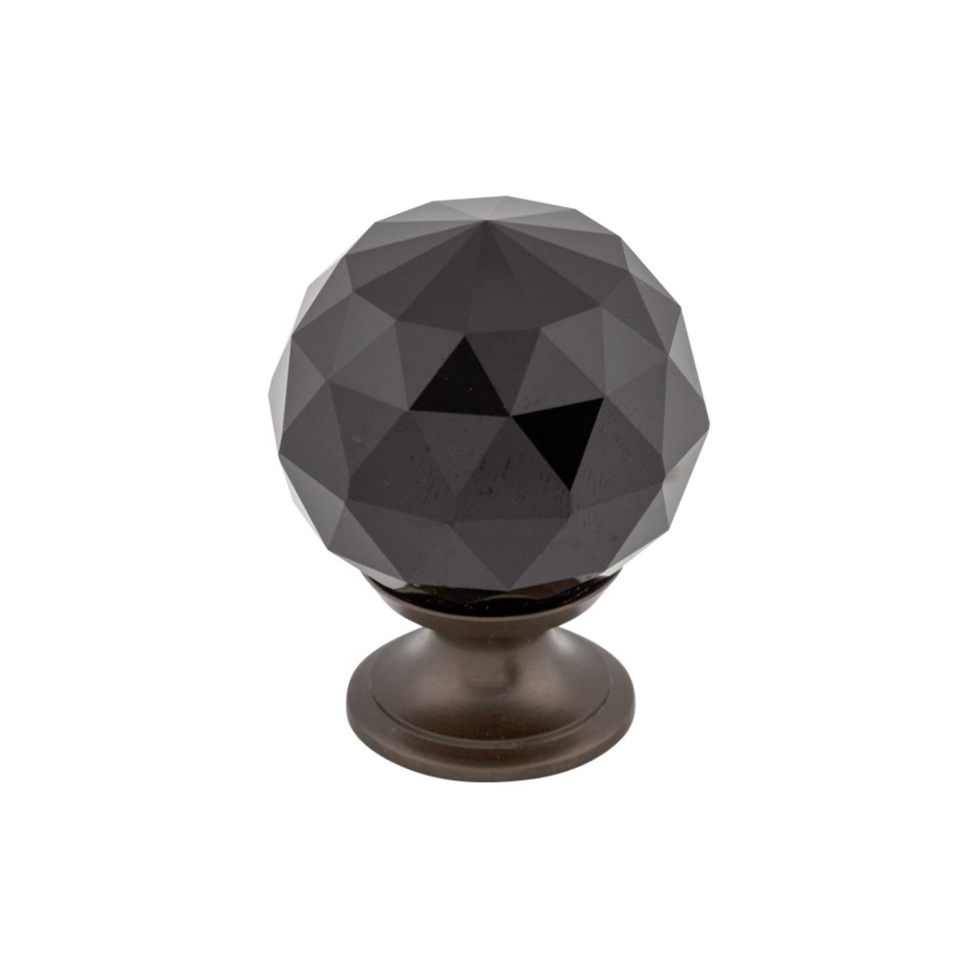 Black Crystal Round Knob - Oil Rubbed Bronze