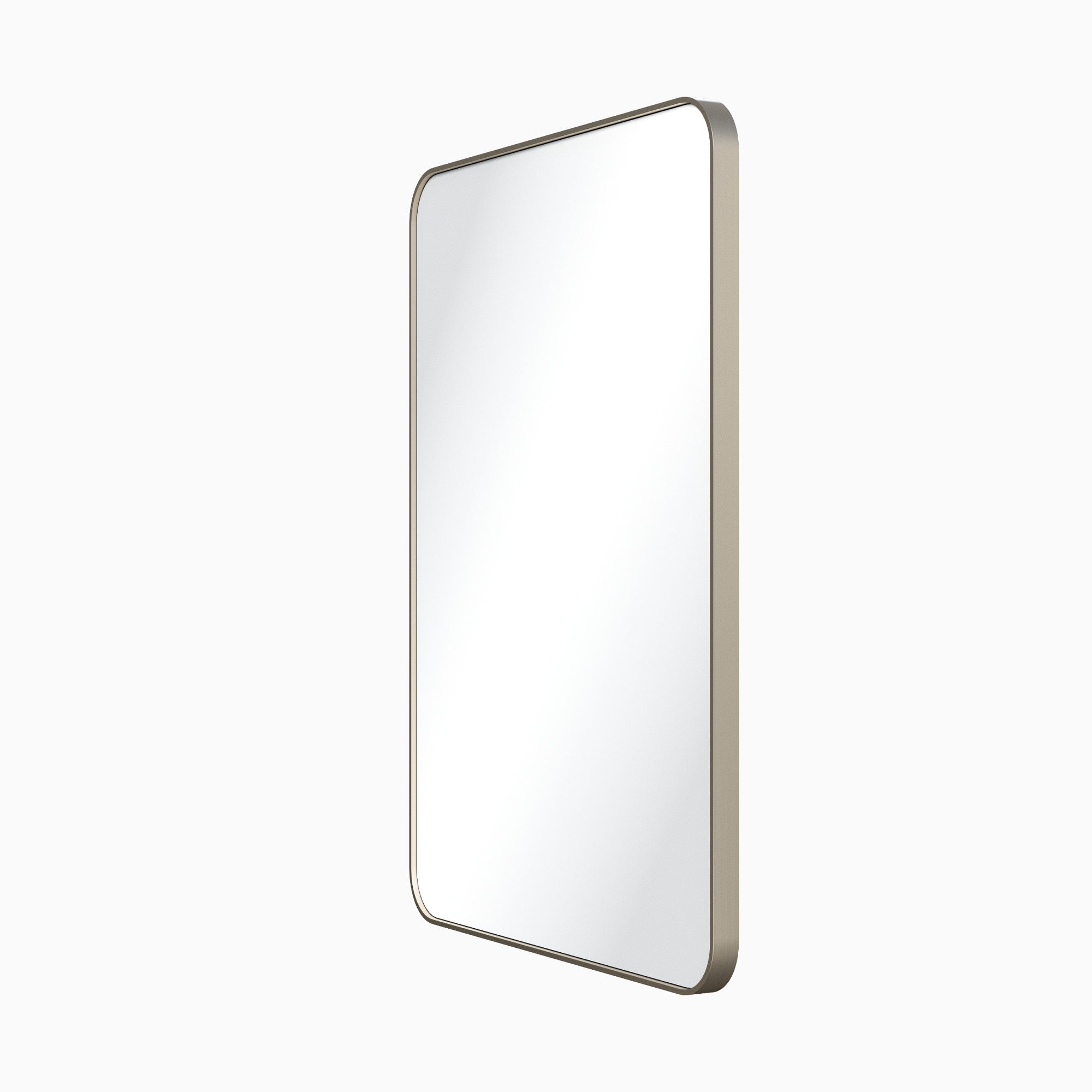 22" W x 1" D x 30" H Satin Nickel Rounded Rectangle Metal Frame Mirror