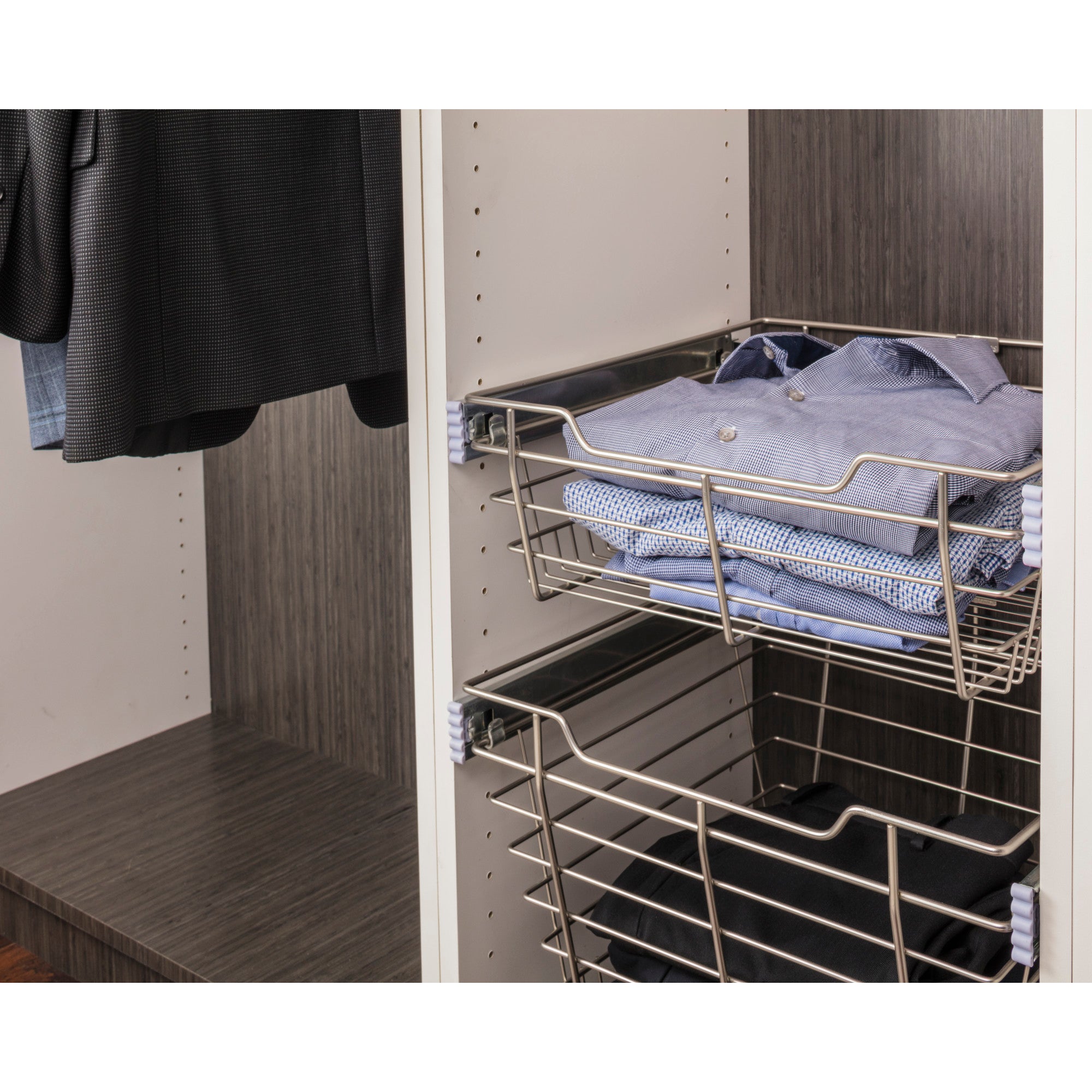 Chrome Closet Pullout Basket with Slides 16"D x 29"W x 6"H