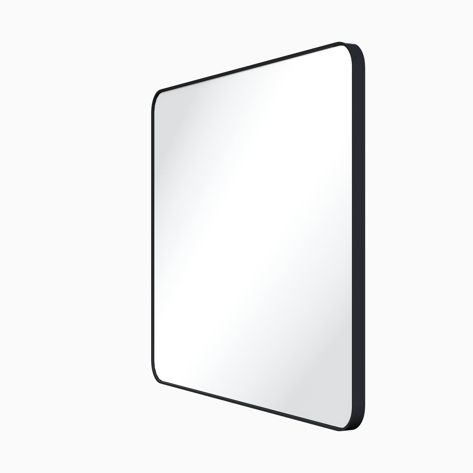 33" W x 1" D x 28" H Matte Black Rounded Rectangle Metal Frame Mirror