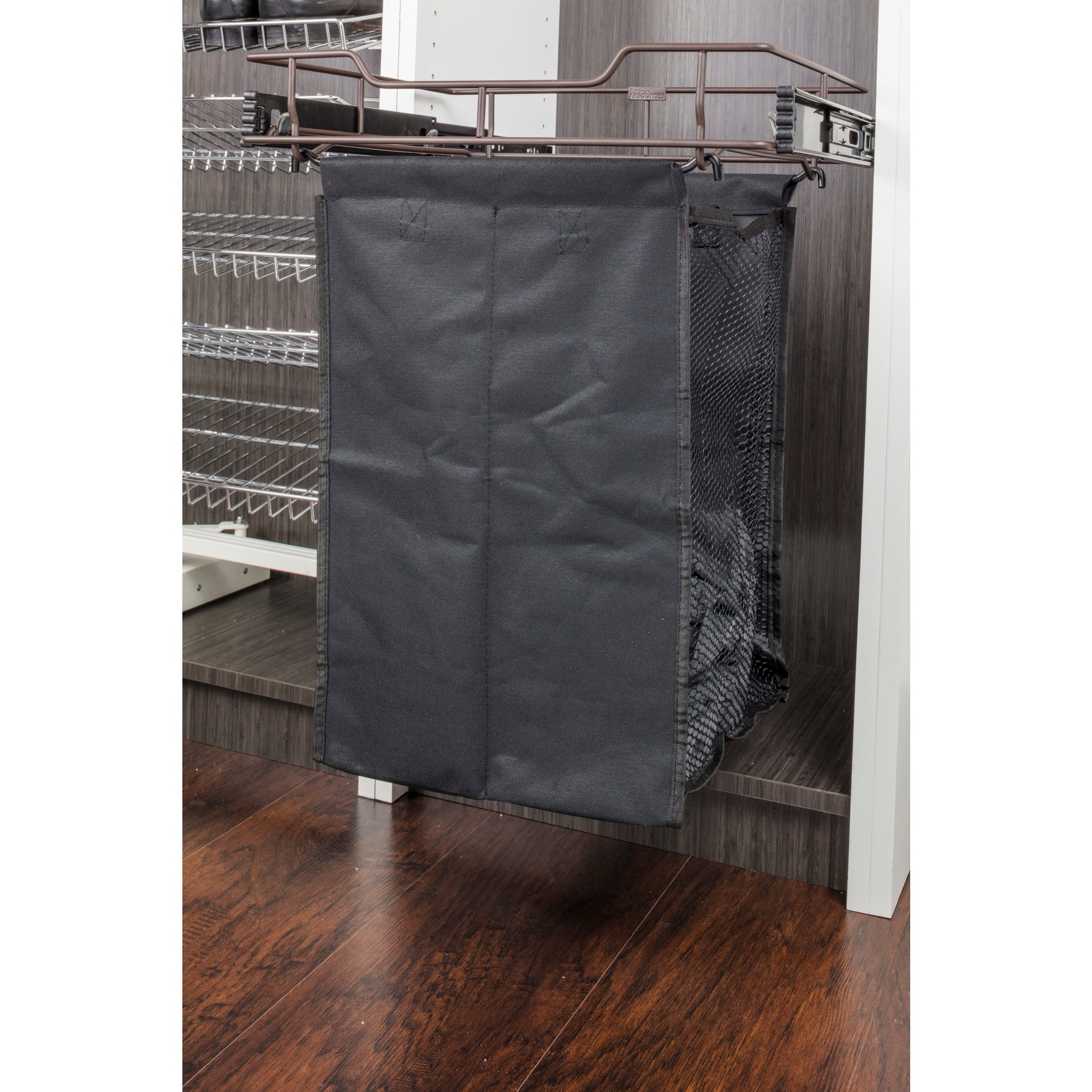 Satin Nickel 18" Deep Pullout Canvas Hamper with Removable Laundry Bag