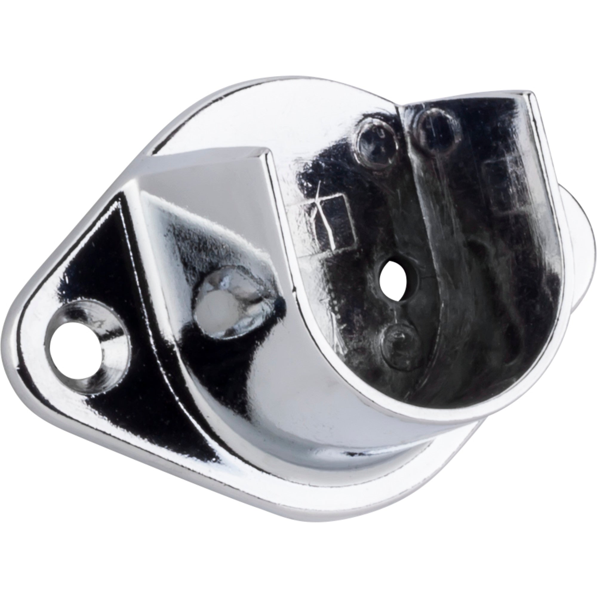Chrome Open Screw-In Mounting Bracket for 1" and 1-1/16" Round Closet Rods