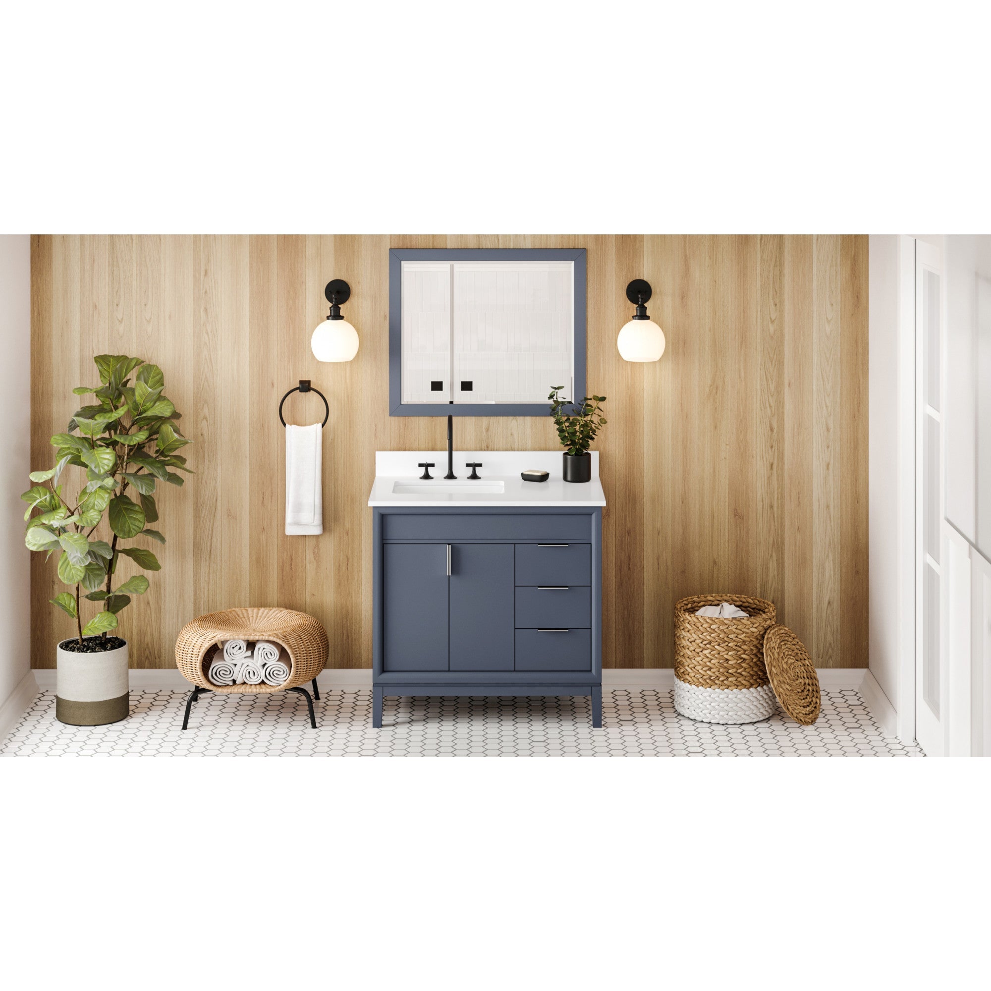 36" Theodora Vanity – Left Offset – Blue Steel