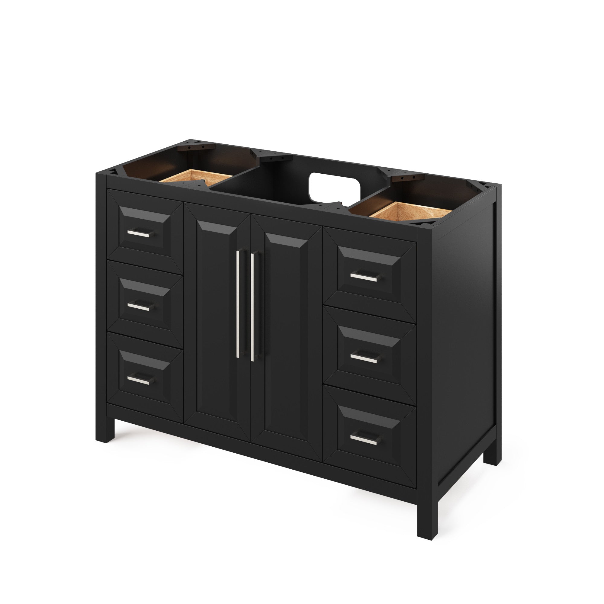 48" Black Cade Vanity, Steel Grey Cultured Marble Vanity Top, undermount rectangle bowl