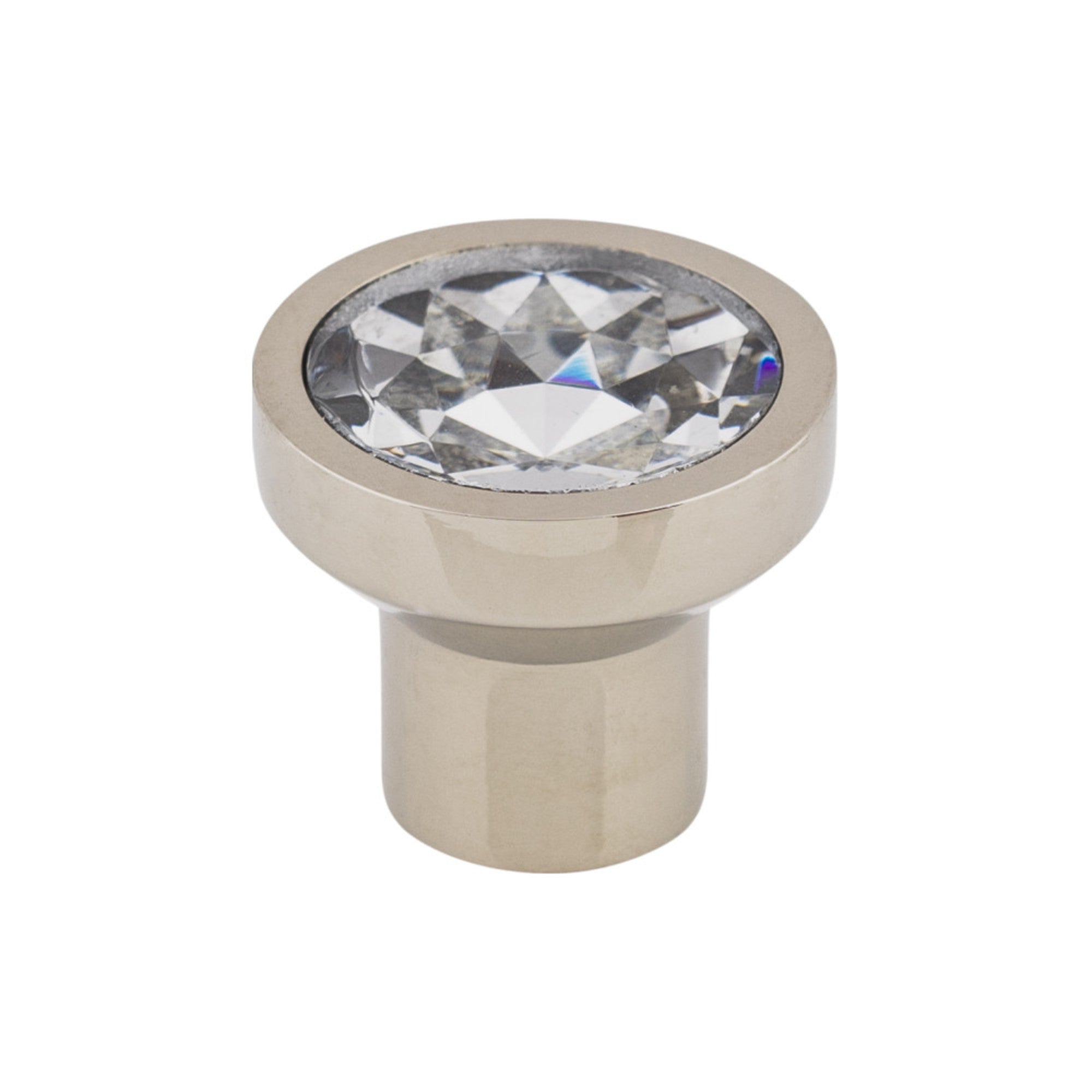 Wentworth Crystal Round Knob - Polished Nickel