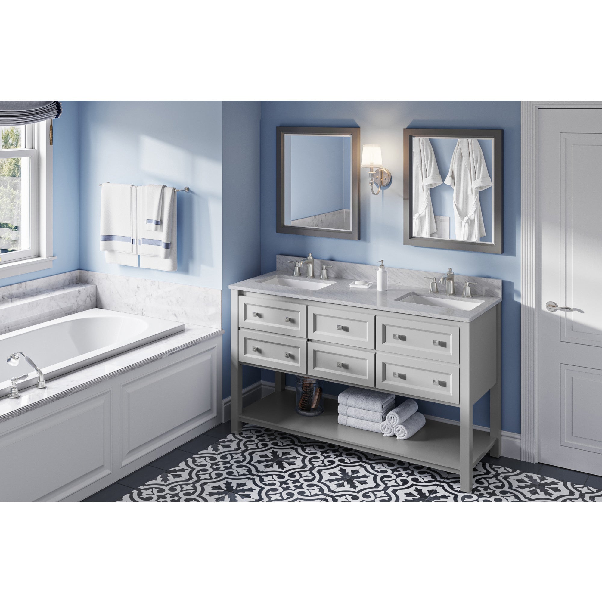 60" Adler Vanity – Double Bowl – Grey