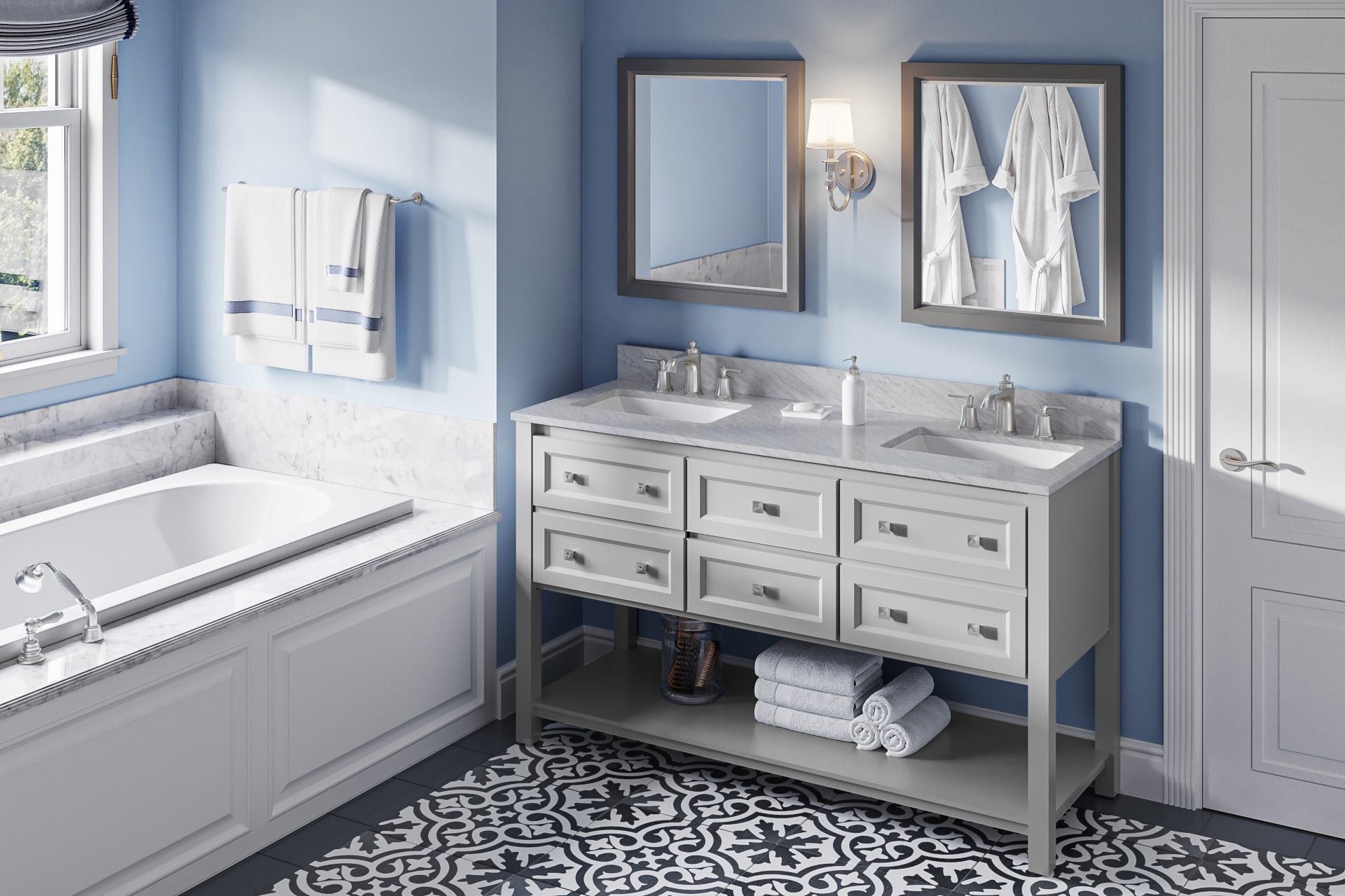 60" Adler Vanity – Double Bowl – Grey