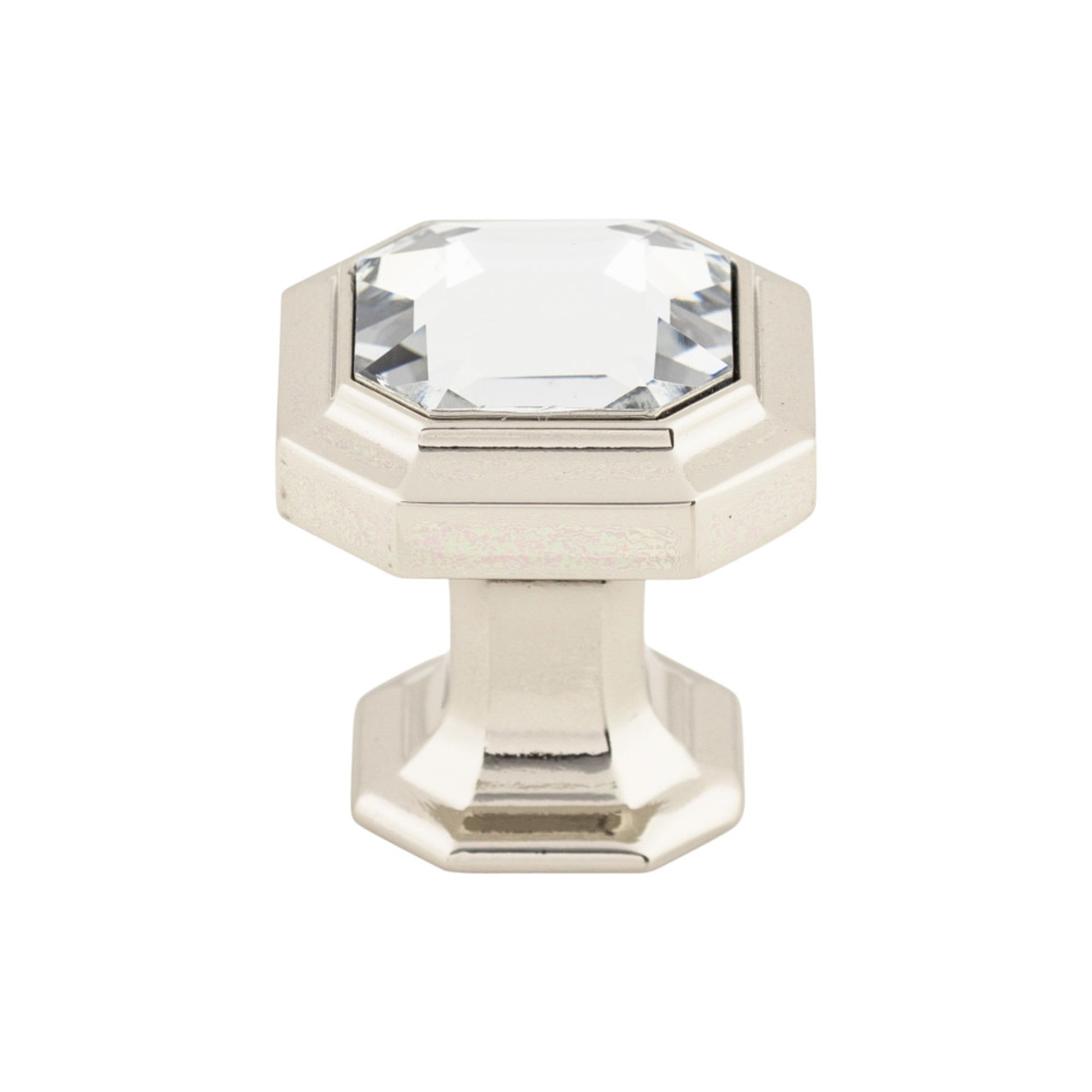 Crystal Emerald Square Knob - Polished Nickel