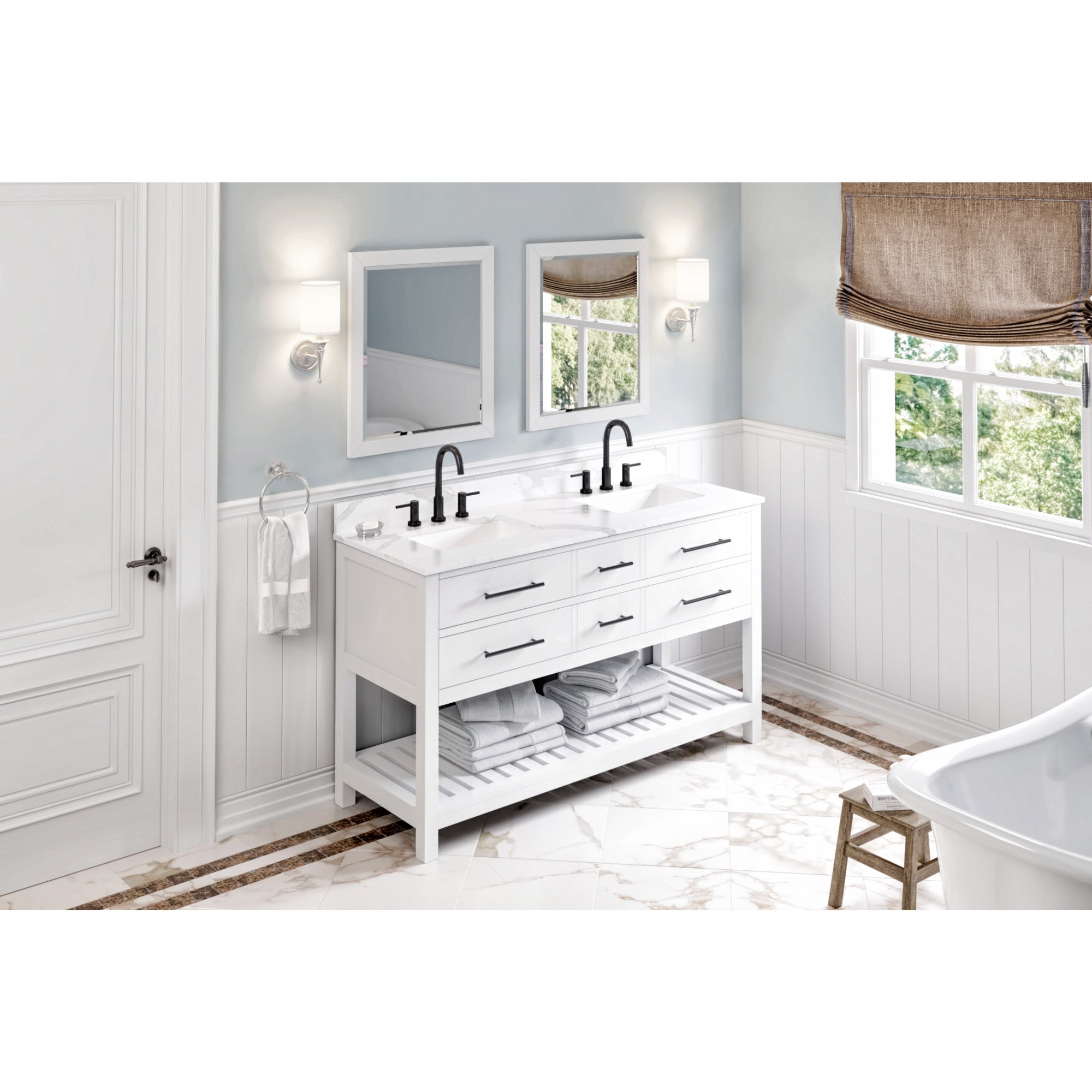 60" Wavecrest Vanity – Double Bowl – White