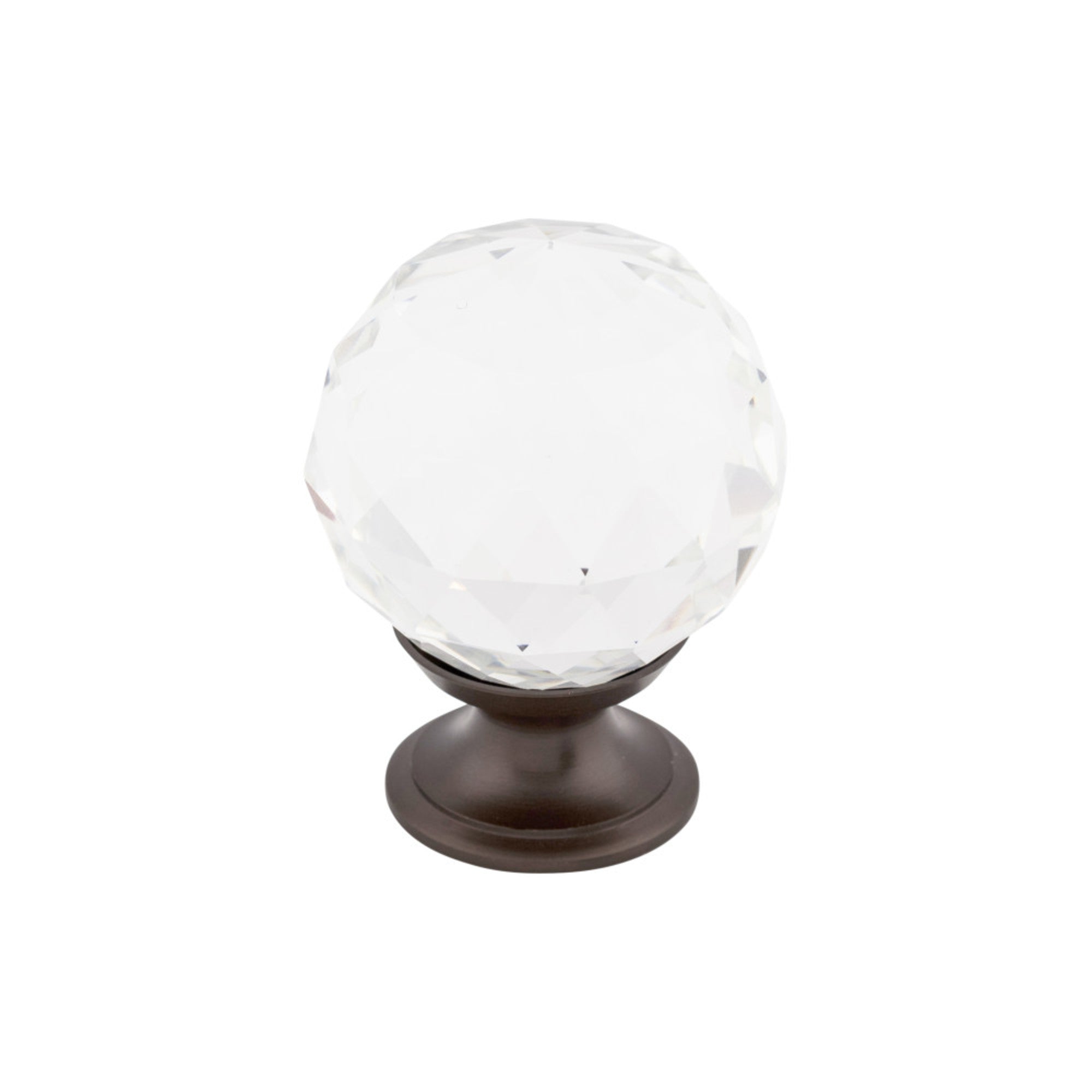 Clear Crystal 1 3/8" Diameter Round Knob - Oil Rubbed Bronze
