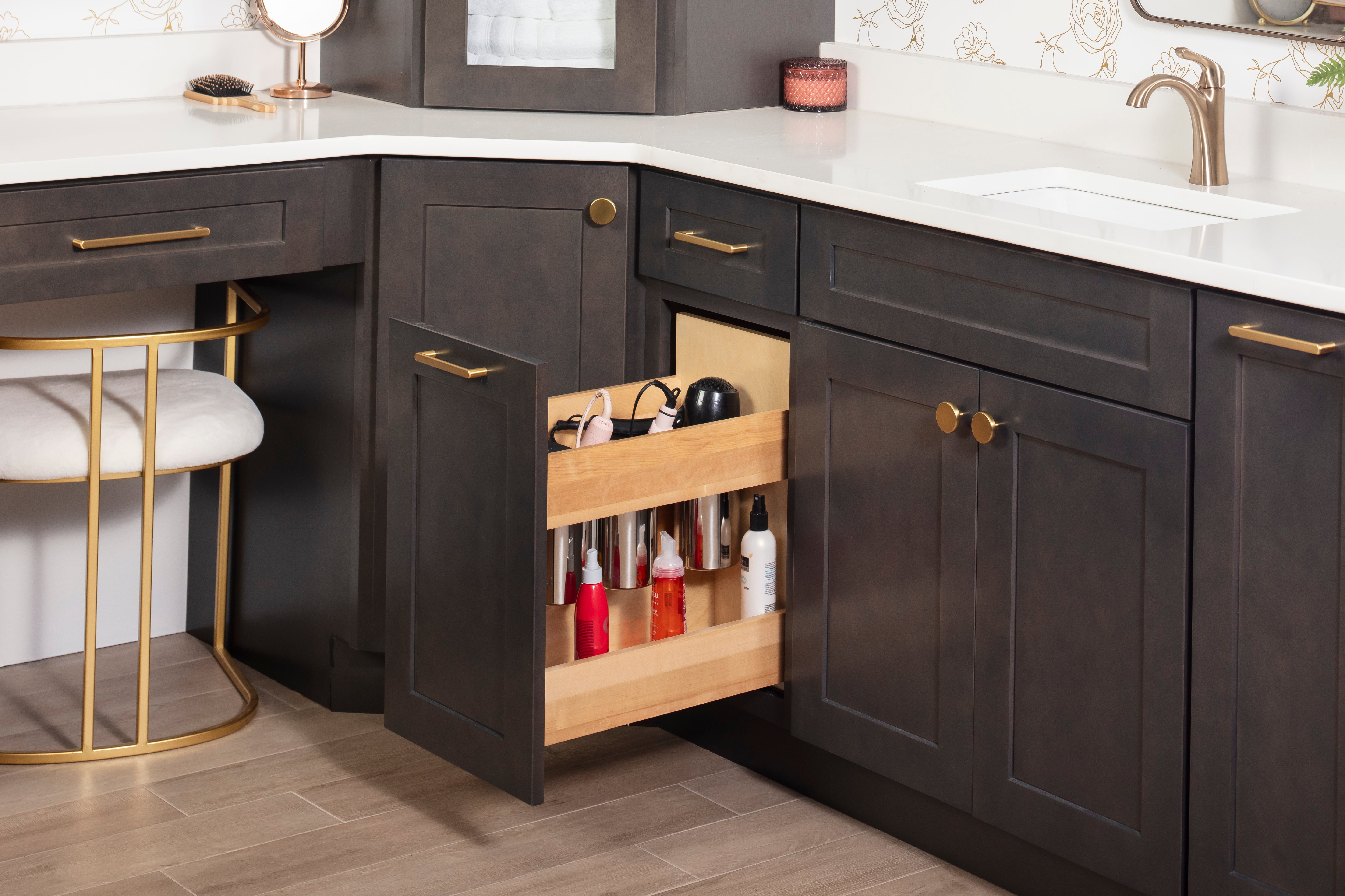 11" "No Wiggle" Powered Vanity Pullout for 15" Standard Door/Drawer Base Cabinet