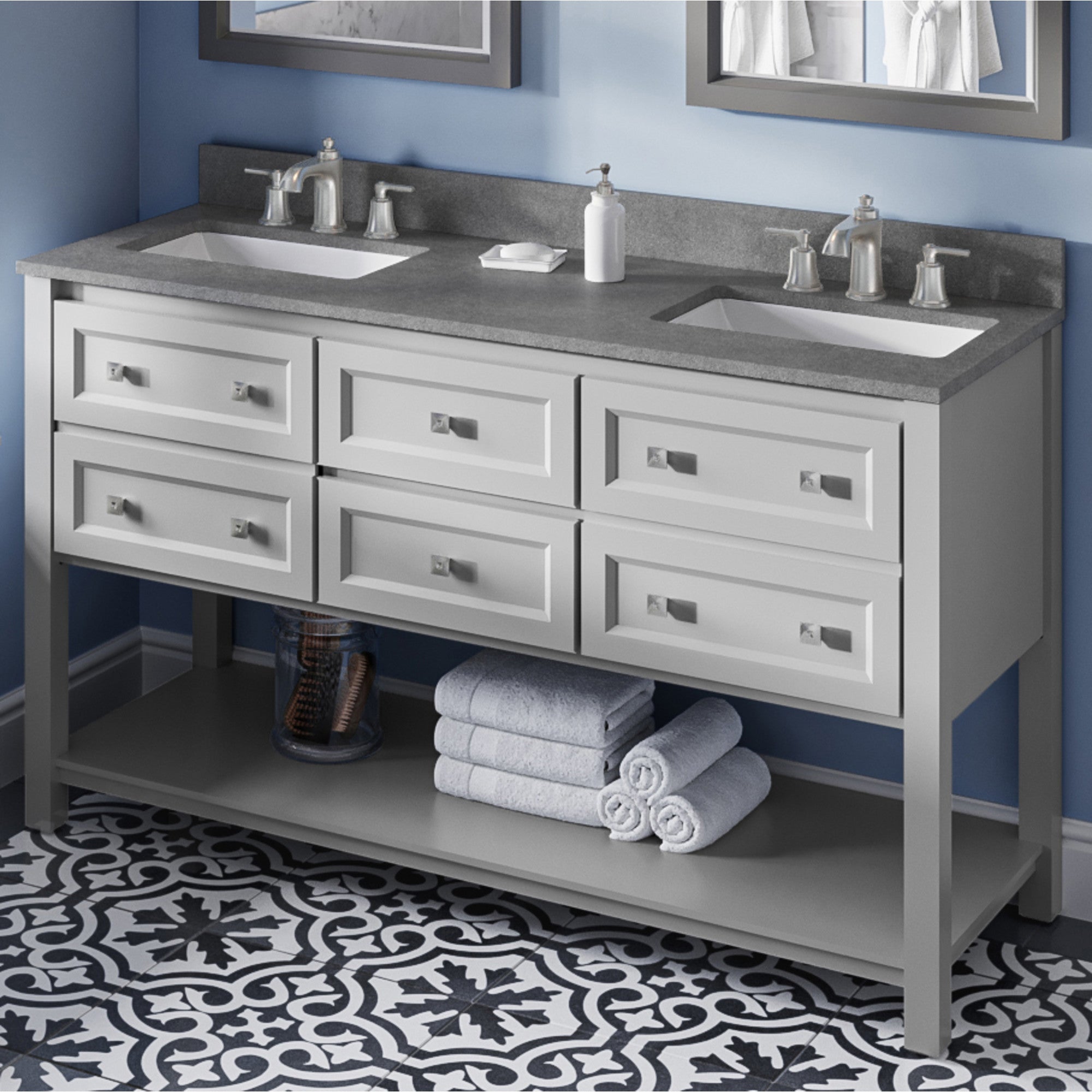 60" Adler Vanity – Double Bowl – Grey