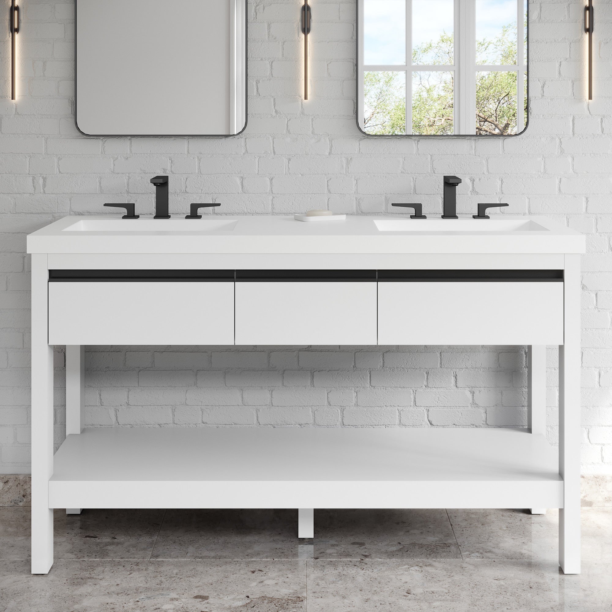 60" Jubilee Vanity – Double Bowl – White