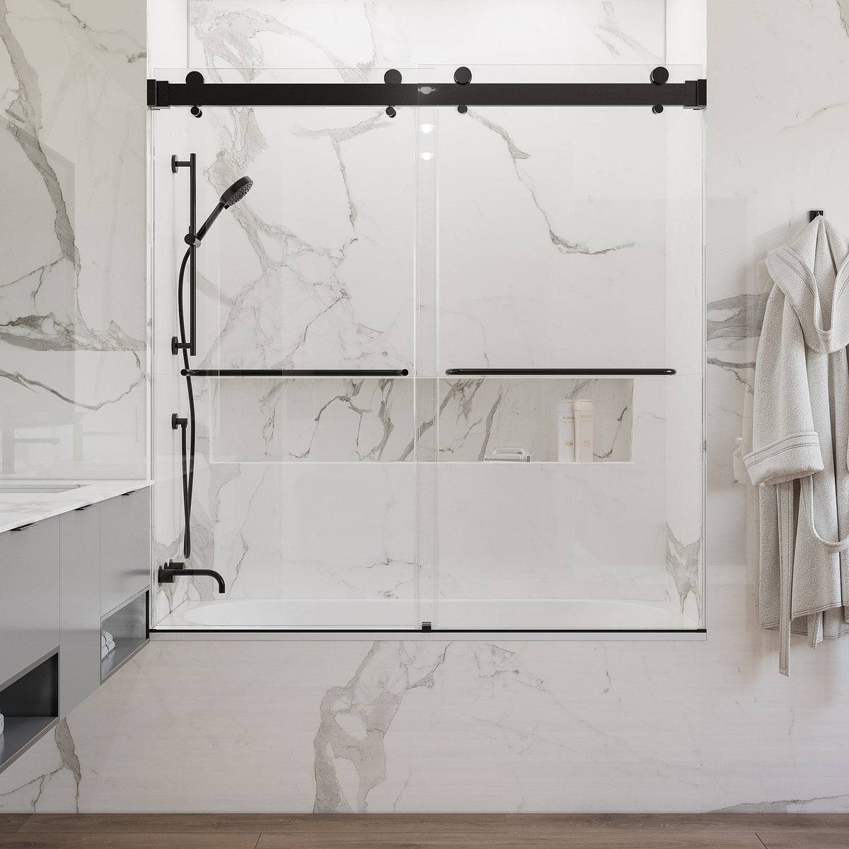 Seawin Verona Air Bypass Sliding Bathtub Door installed view