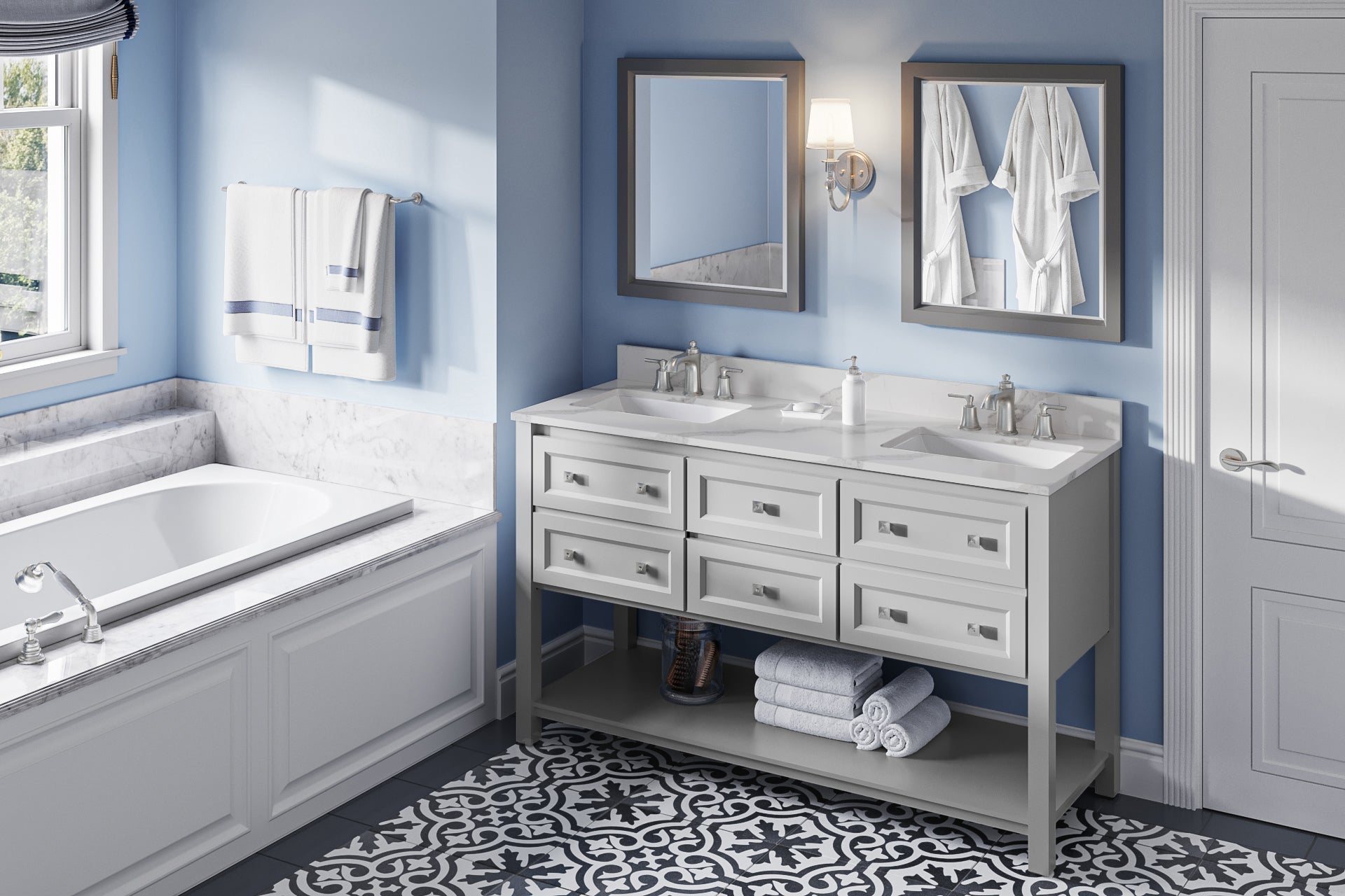 60" Adler Vanity – Double Bowl – Grey