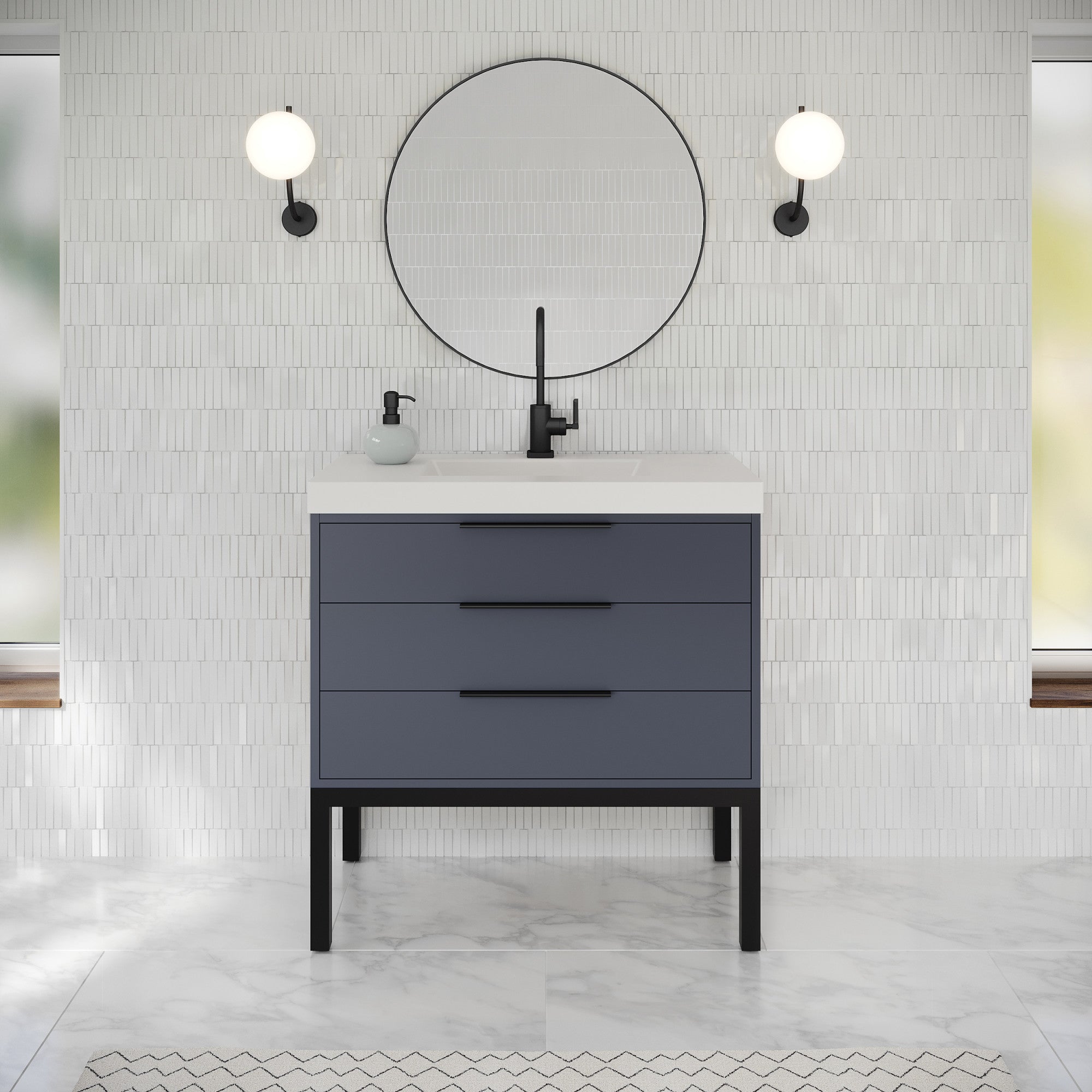 36" Gardner Vanity – Blue Steel