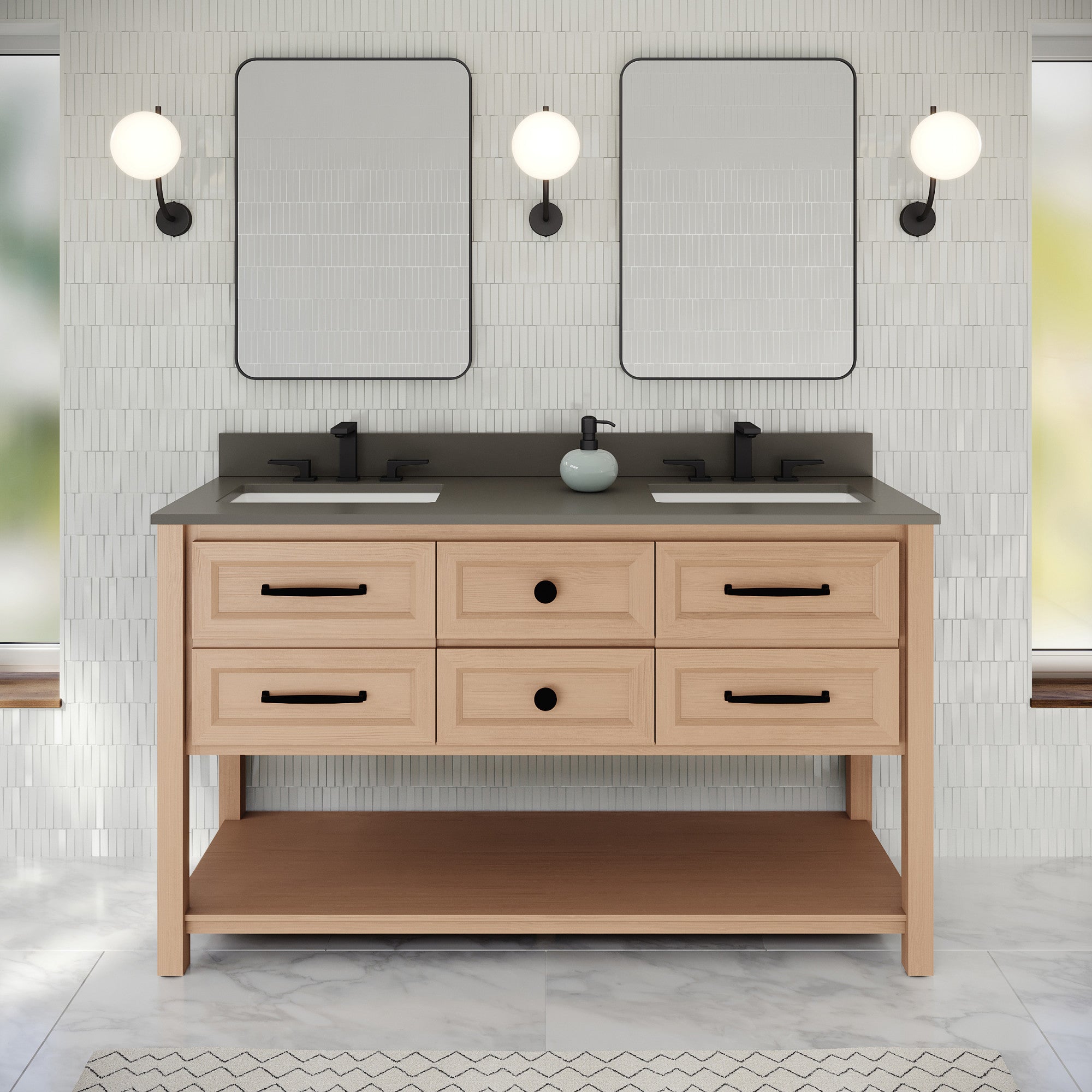 60" Kipling Vanity – Double Bowl – Natural Oak