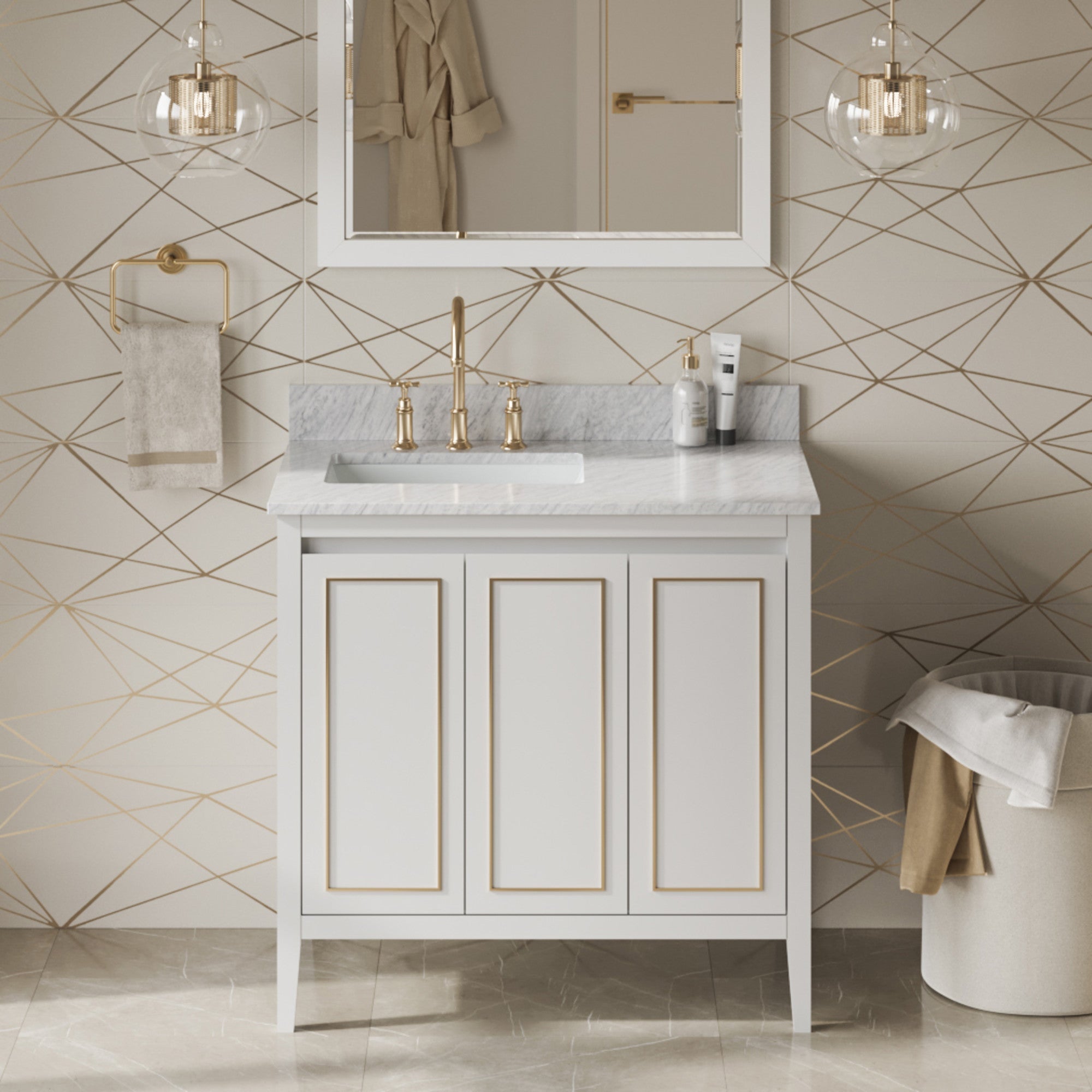 36" Percival Vanity – Left Offset – White